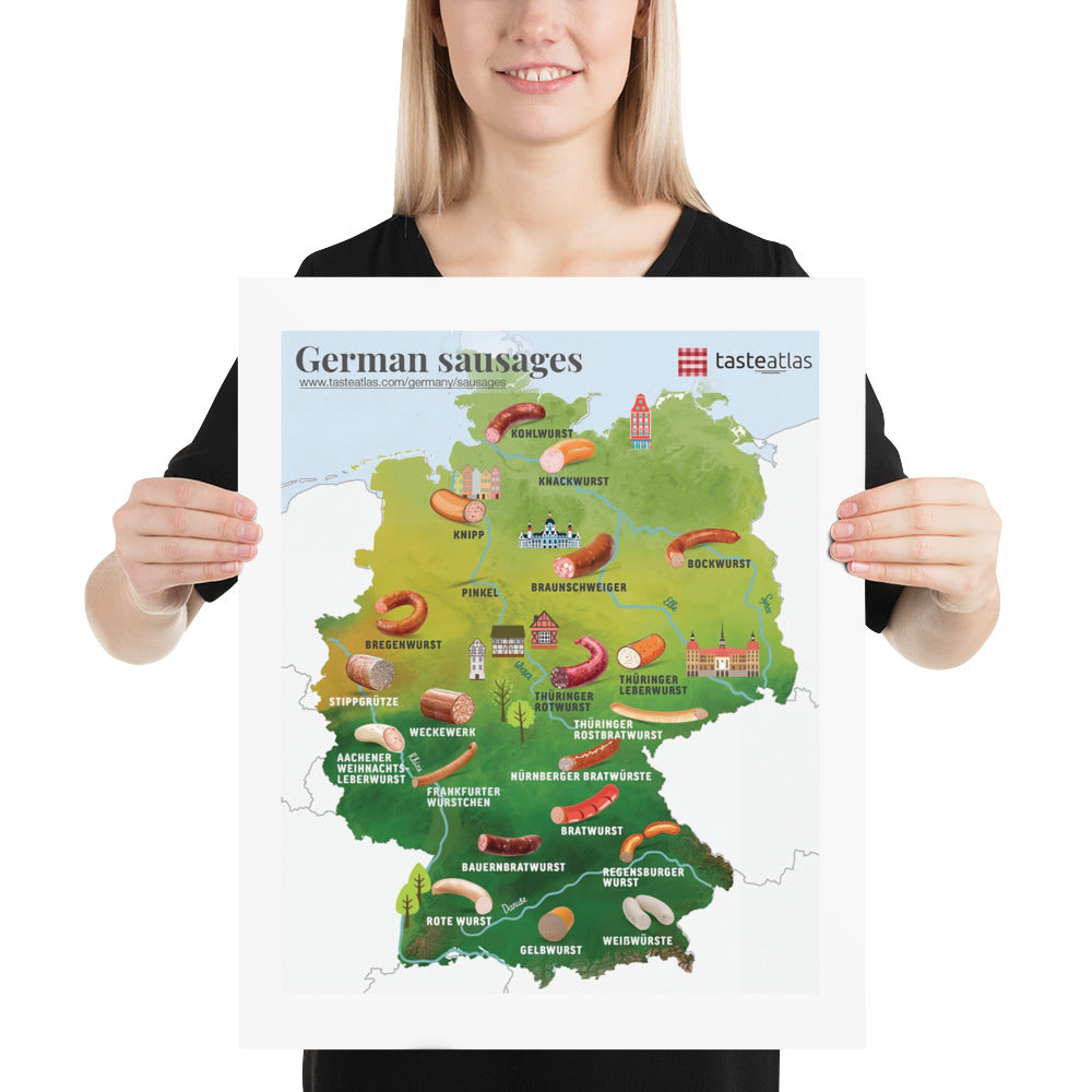 German Sausages Map Poster (in)、mySite、camillekostekn