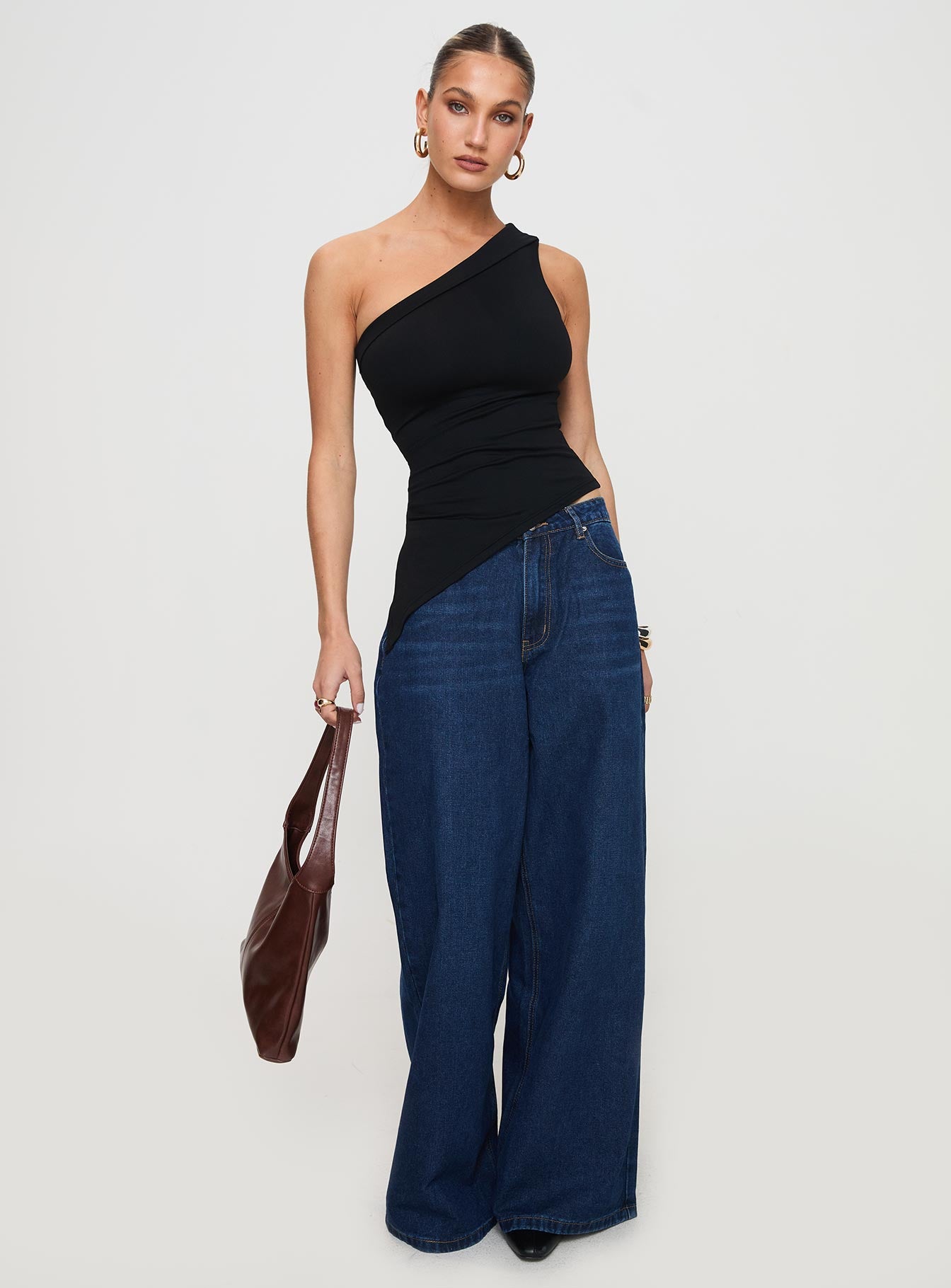 Lunah One Shoulder Top Black、mySite、solidvoid