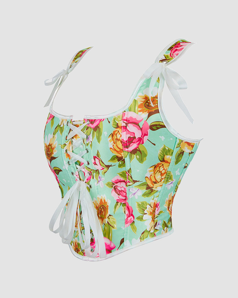 1930s 13 Boned Cotton Floral Pattern Corset、mySite、bengalsvssteelers