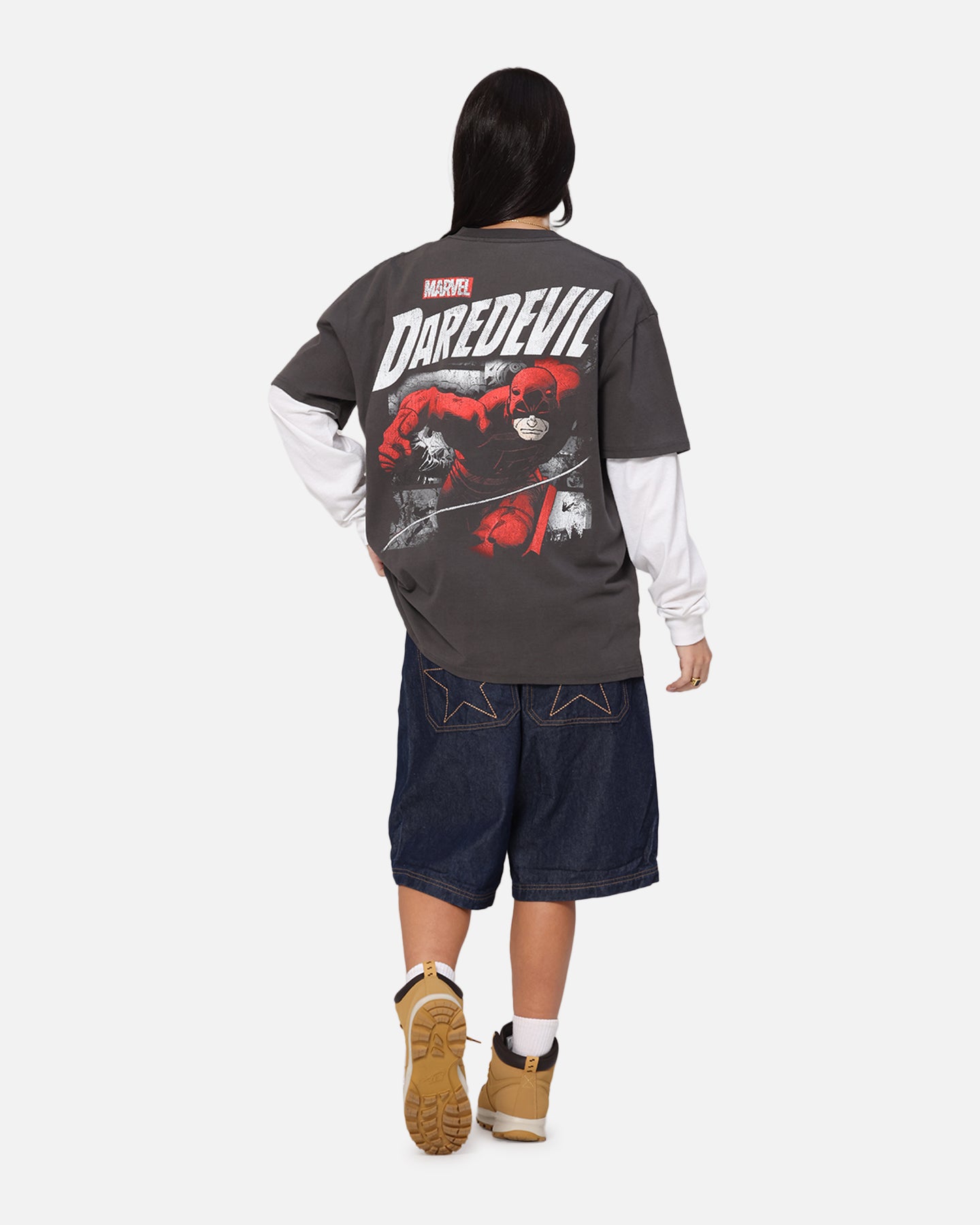 American Thrift Marvel Daredevil Poster Heavy T-Shirt Black Wash、mySite、zt4zffjzw