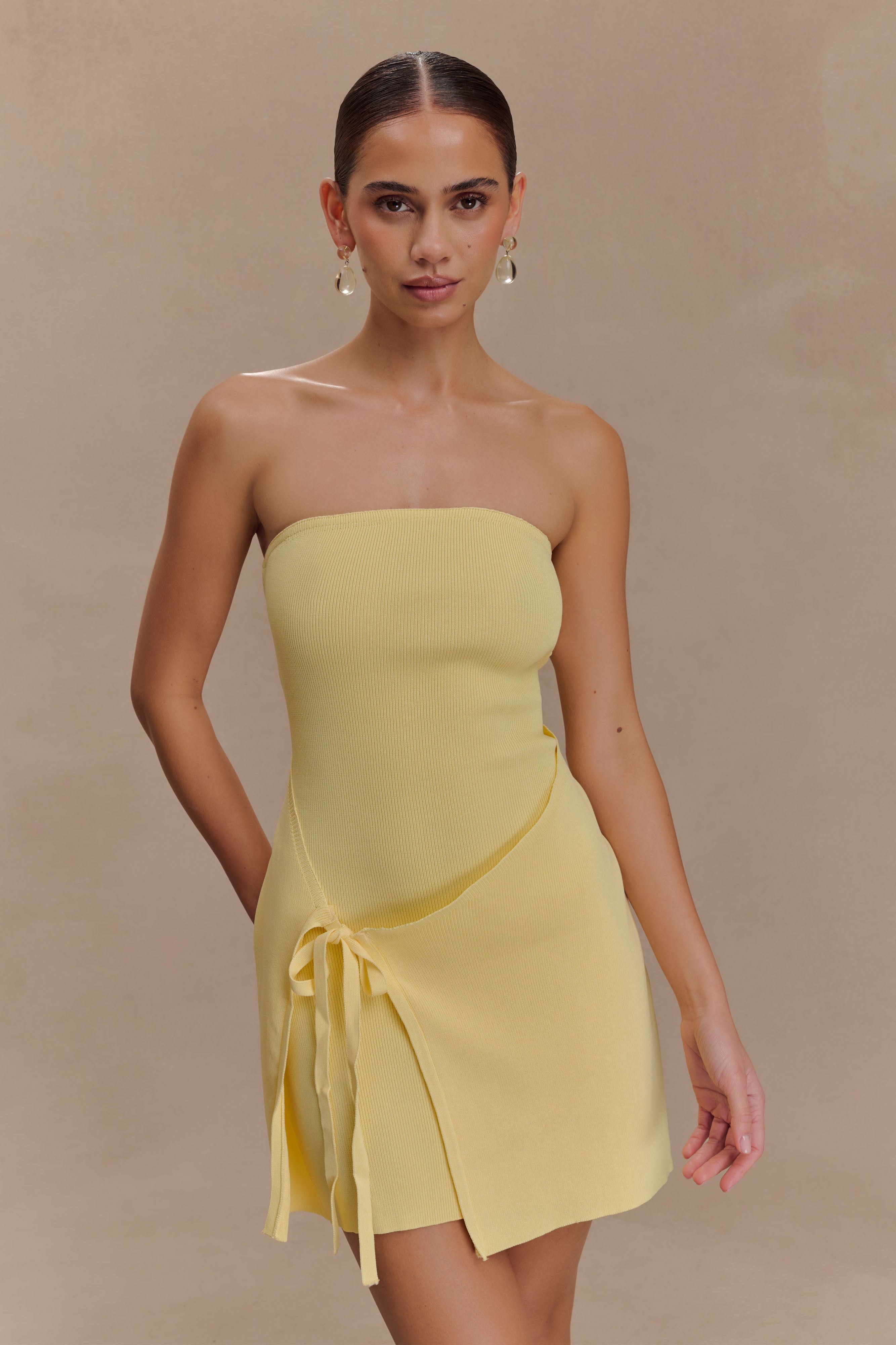 Rian Strapless Knit Mini Dress - Lemon、mySite、solidvoid