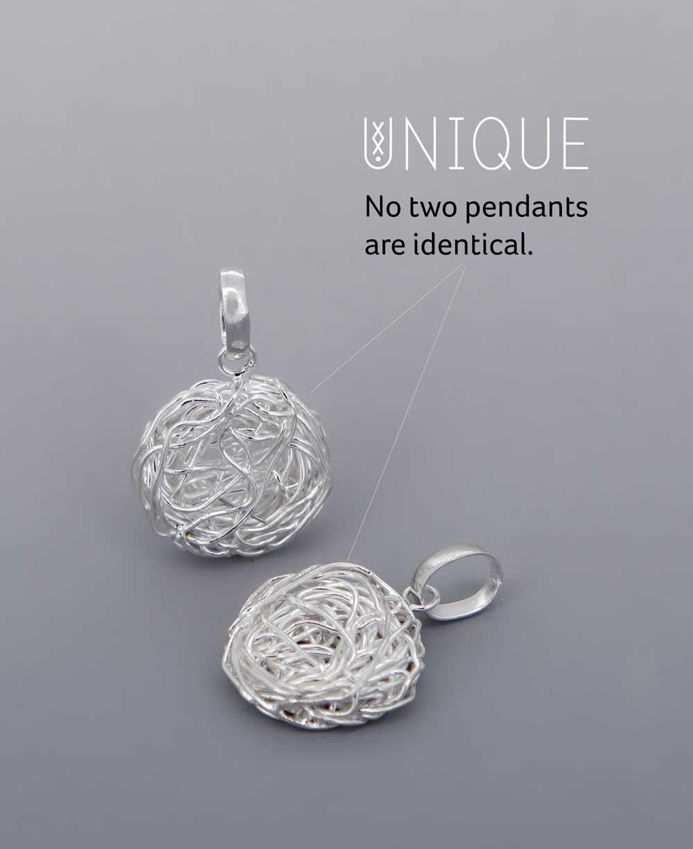 Sterling Silver Wire Wrap Nest Motherhood Pendant、mySite、topwebapps