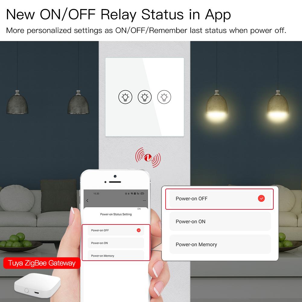 ZigBee Smart Multi-gang Light Dimmer Touch Switch Single Pole Neutral Wire Required EU、mySite、fannypackpong