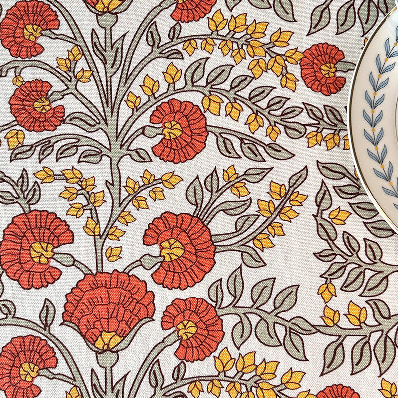 Cotton Printed Table Runner | Orange | 183 x 35 cm、mySite、camillekostekn