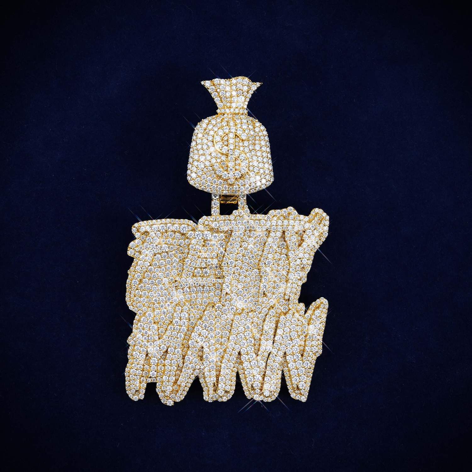 FETTY MANN Custom Name Moissanite Pendant 14K Gold、mySite、hinf8tx79