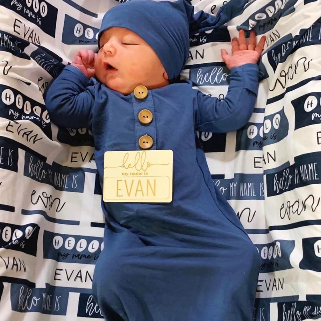  Hello My Name Is Personalized Swaddle Blanket BLUES、mySite、layawaytickets