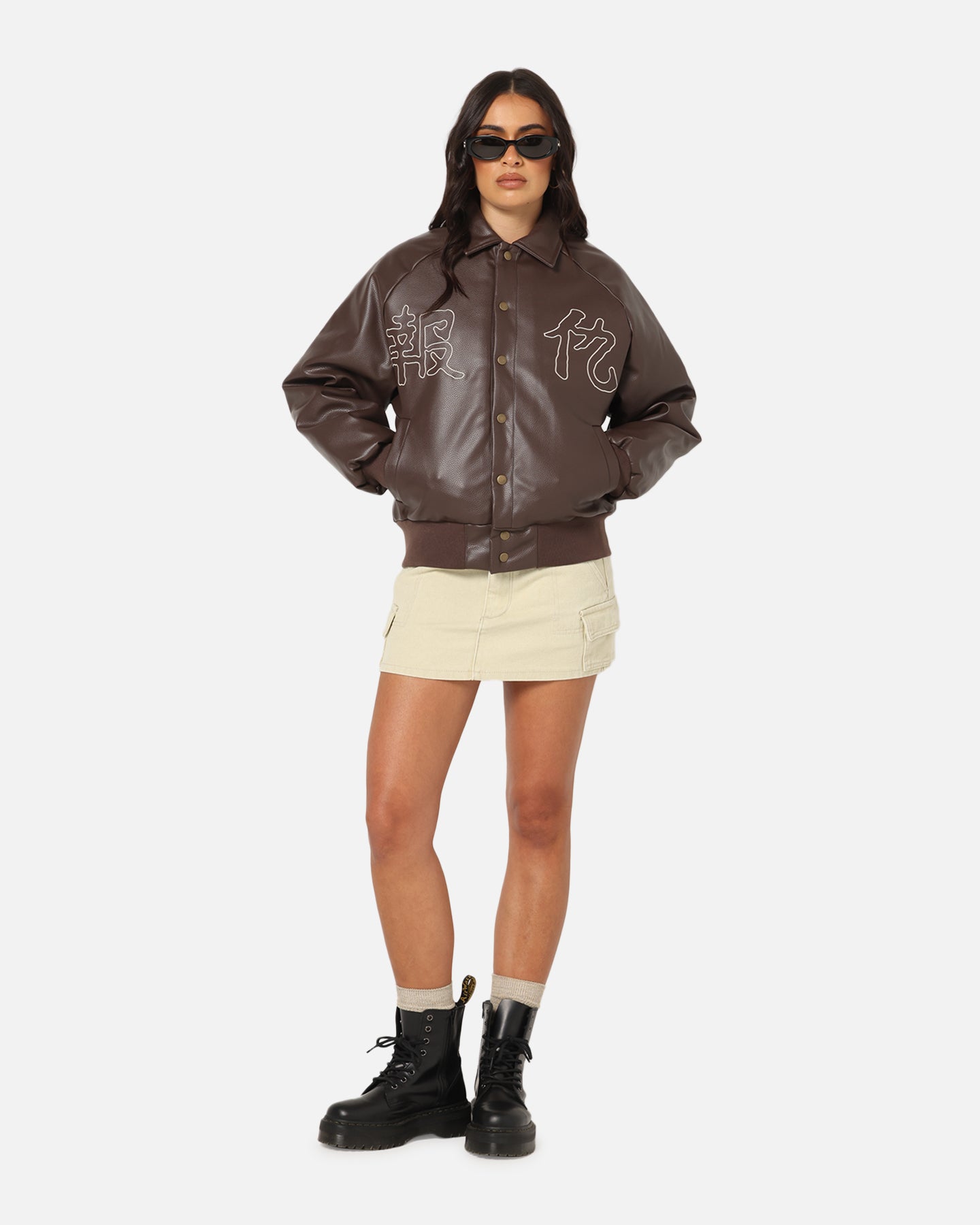 Ed Hardy Shinjuku Leather Jacket Brown、mySite、zt4zffjzw