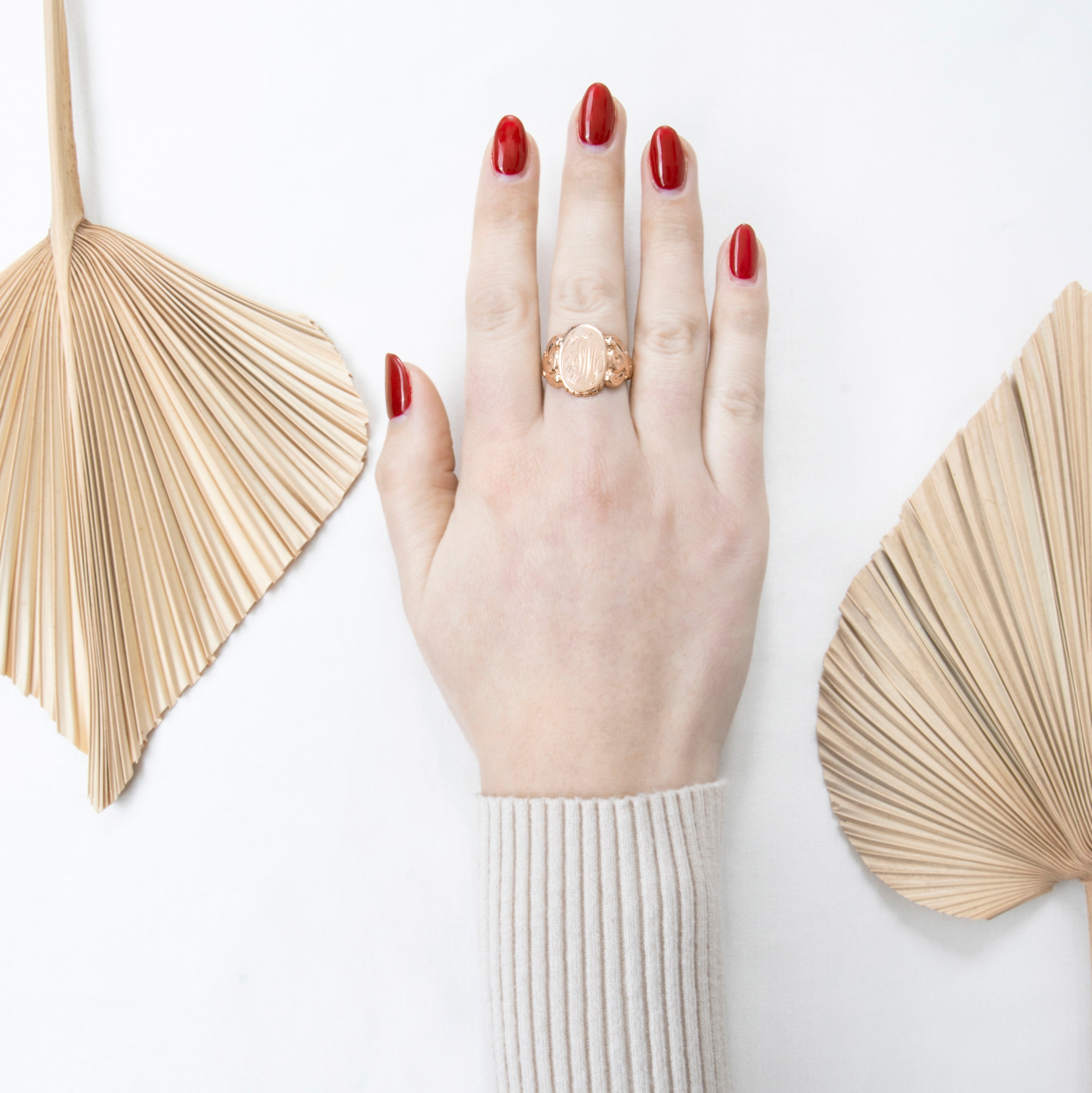 Antique Large Art Nouveau 10k Rose Gold CFM Monogram Signet Ring、mySite、hinf8tx79