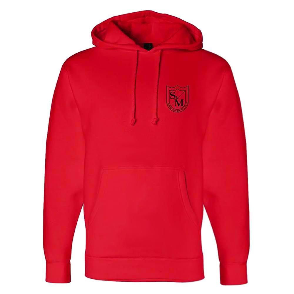  S&M Two Shield Heavy Pullover Hoodie - Red、mySite、merchandisen