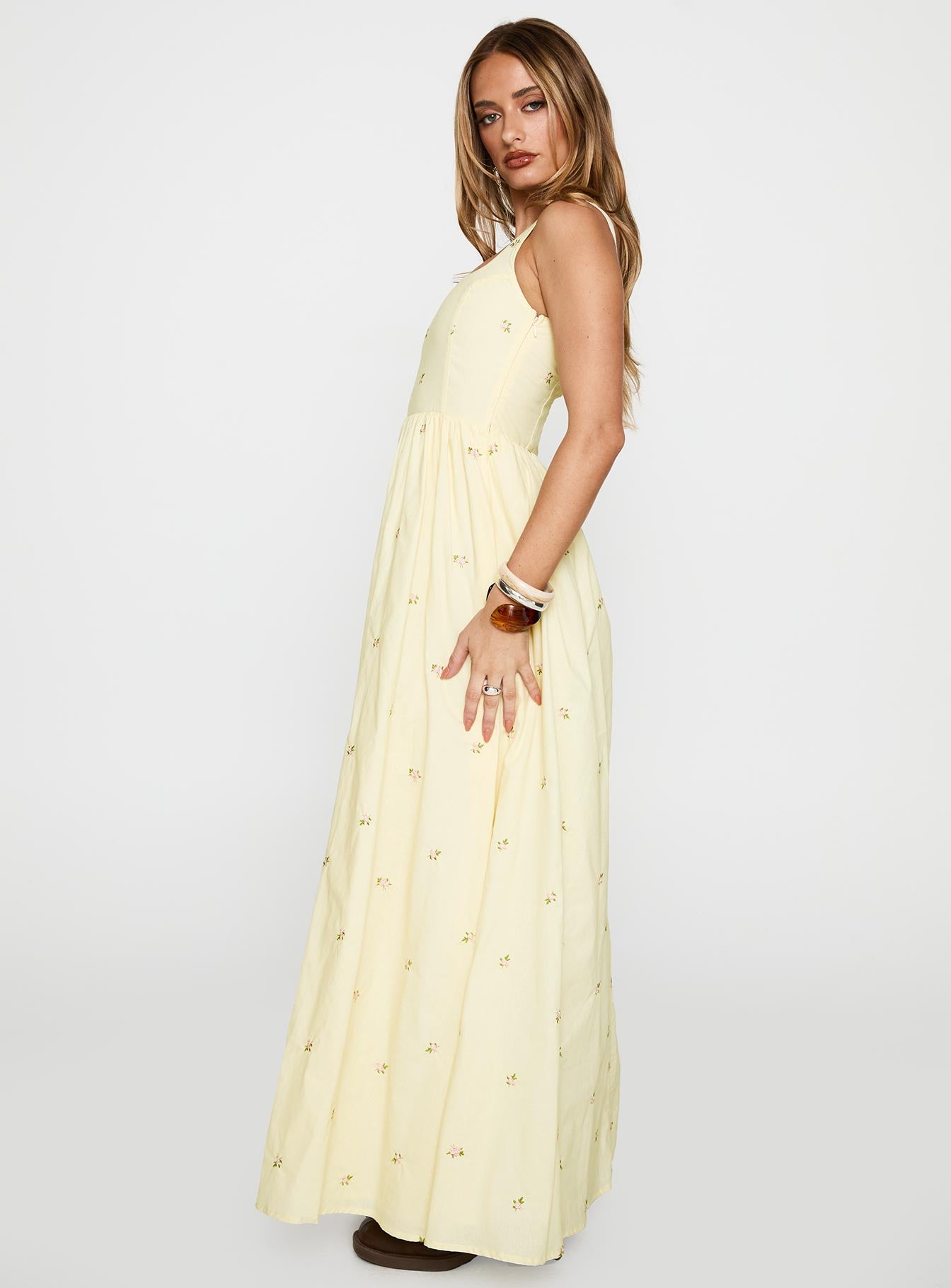 Cartmel Embroidered Maxi Dress Cream、mySite、solidvoid