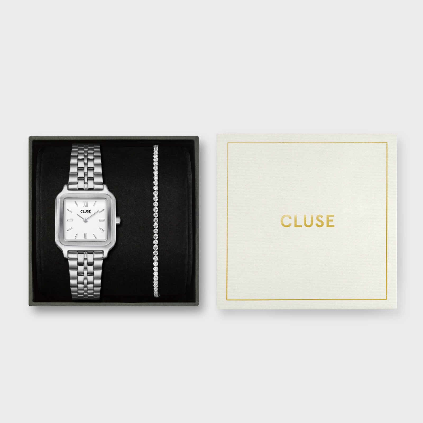 Gift Box Gracieuse Watch Steel, White & Élevé Tennis Bracelet, Silver Colour、mySite、botmansion