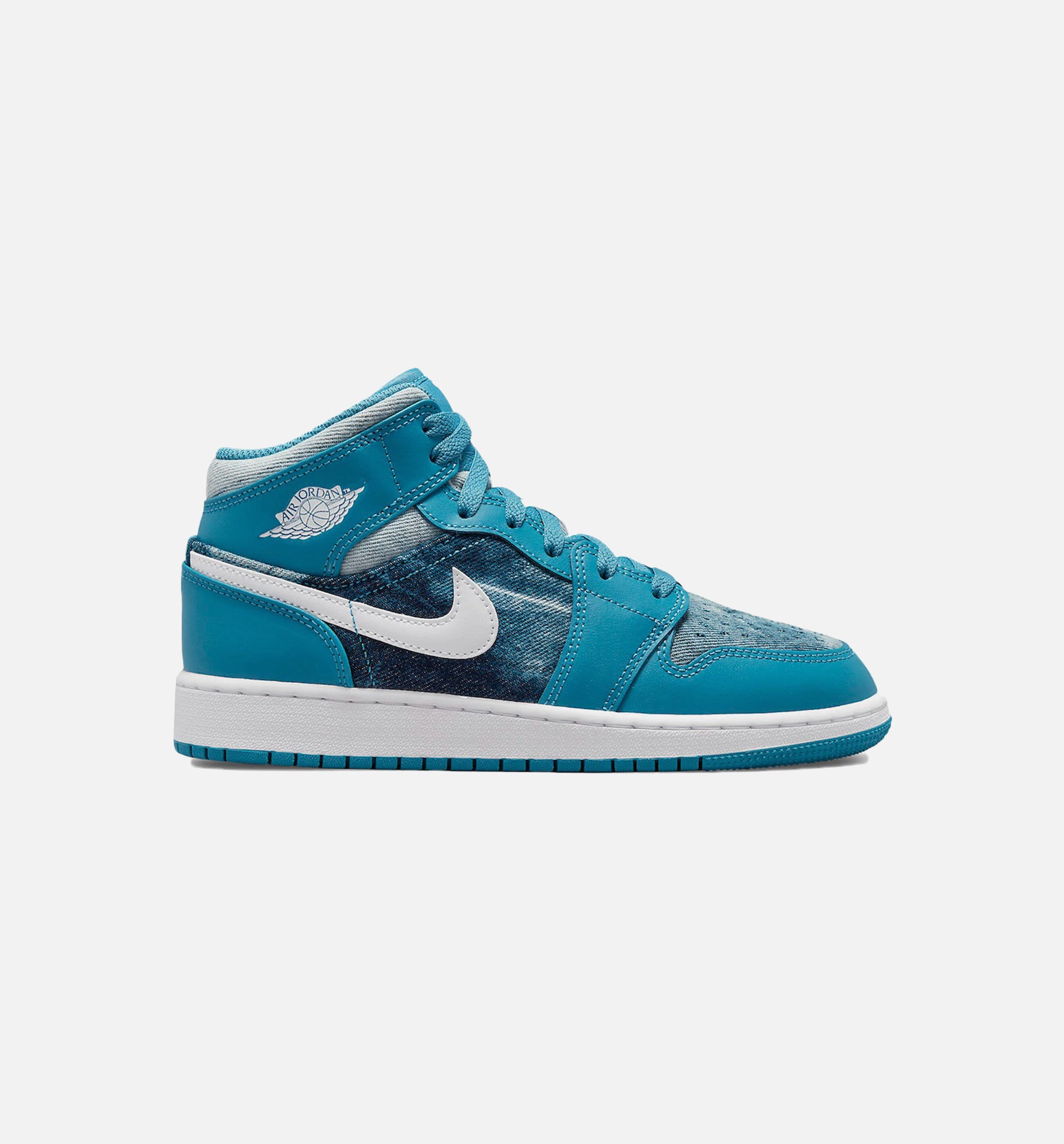 Air Jordan 1 Mid Washed Denim Grade School Lifestyle Shoe - Blue、mySite、dreamappss