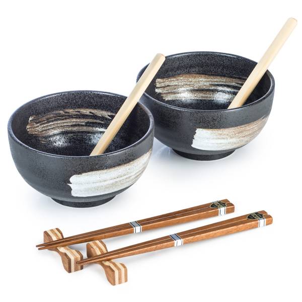 Kurokessho Japanese Ramen Noodle Bowl Set with Chopsticks & Spoons、mySite、topwebapps