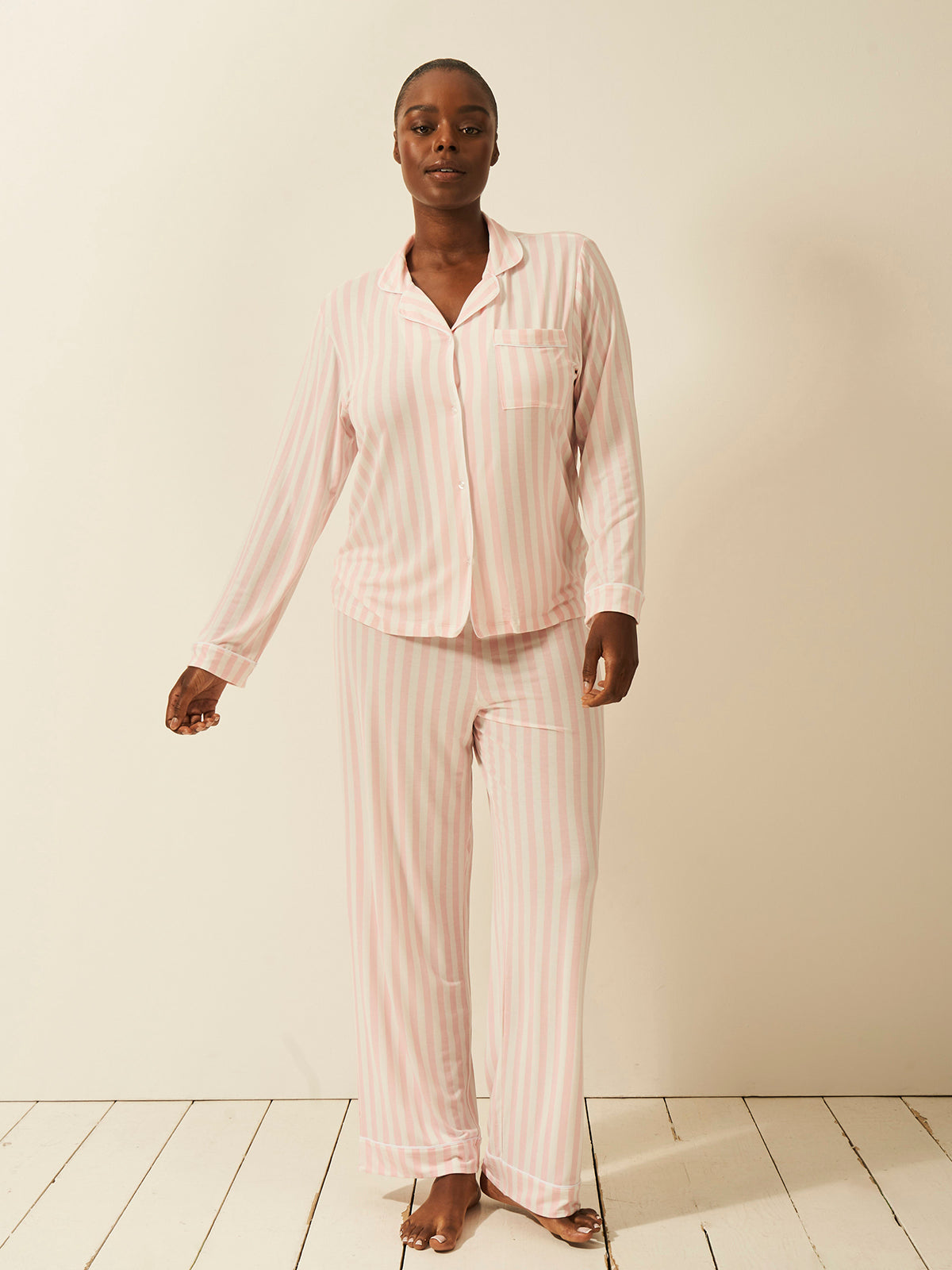 Long Pyjama Set - Candy Pink Stripe、mySite、bengalsvssteelers