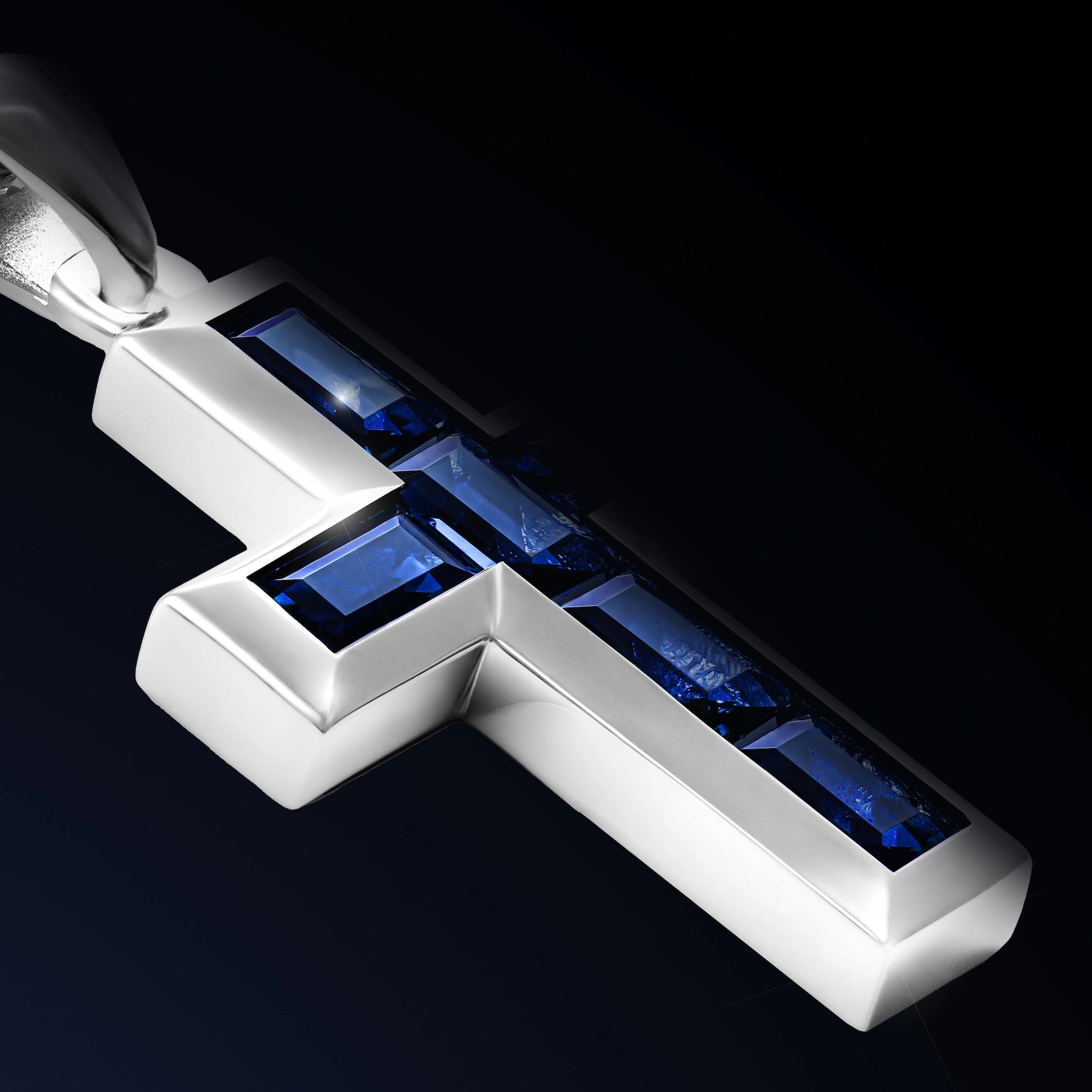  Stone Cross Pendant - Sapphire