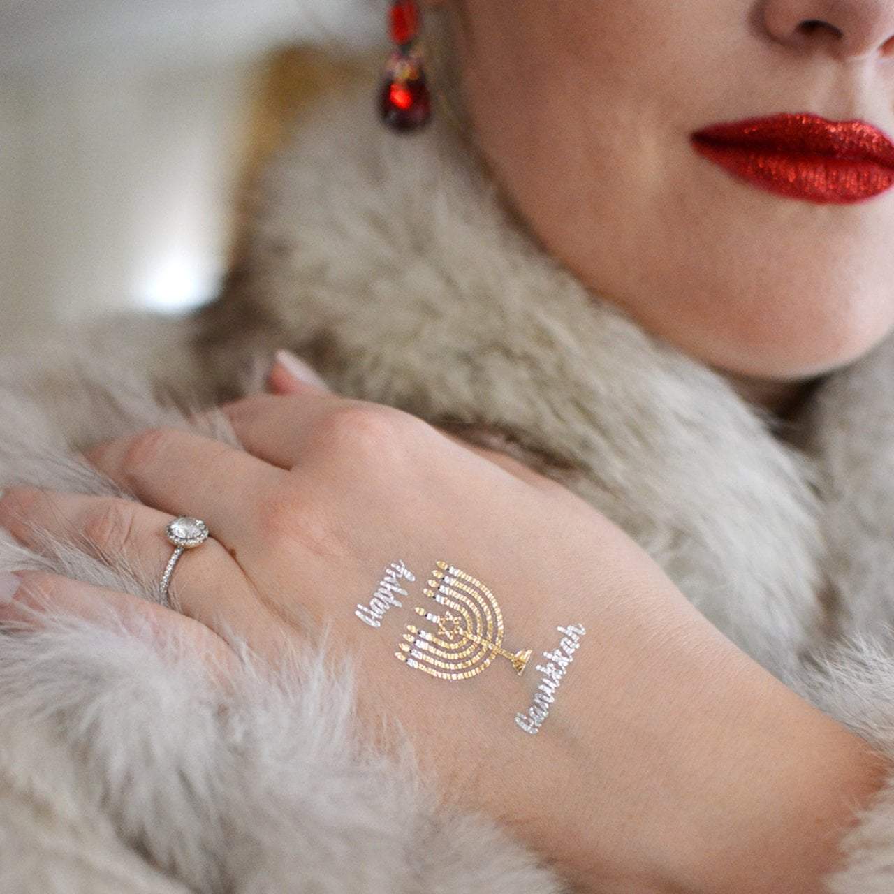 Happy Hanukkah Menorah Temporary Flash Tattoos、mySite、topwebapps