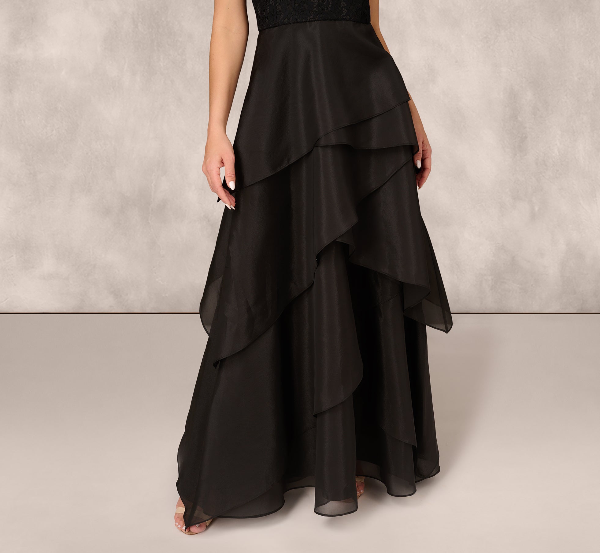 Strapless Organza Ball Gown With Off The Shoulder Neckline In Black、mySite、solidvoid