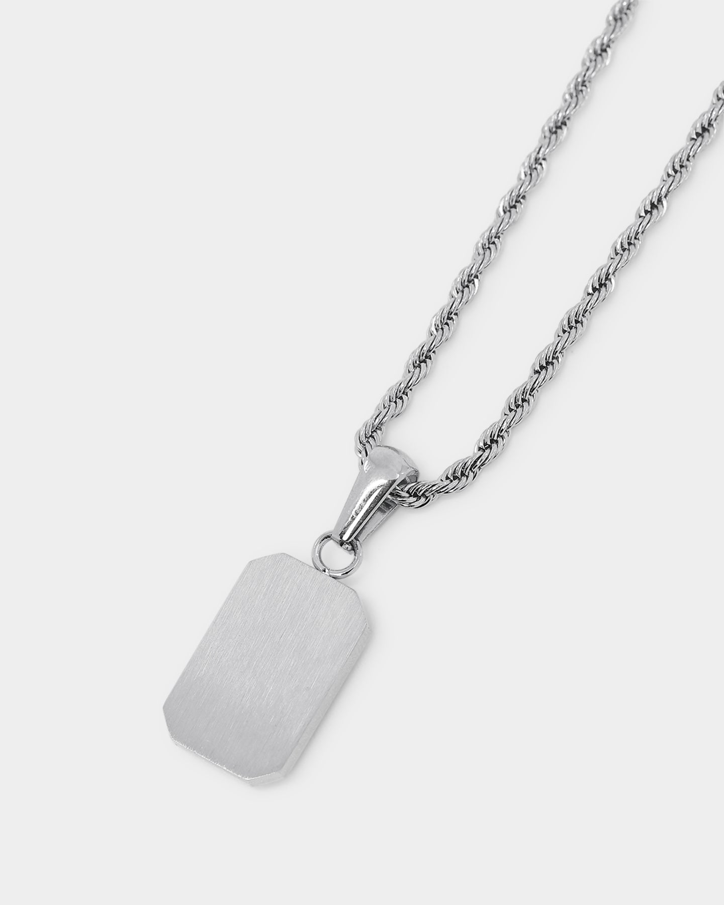 NXS Rectangle Stone Pendant Chain White Gold/Black、mySite、zt4zffjzw