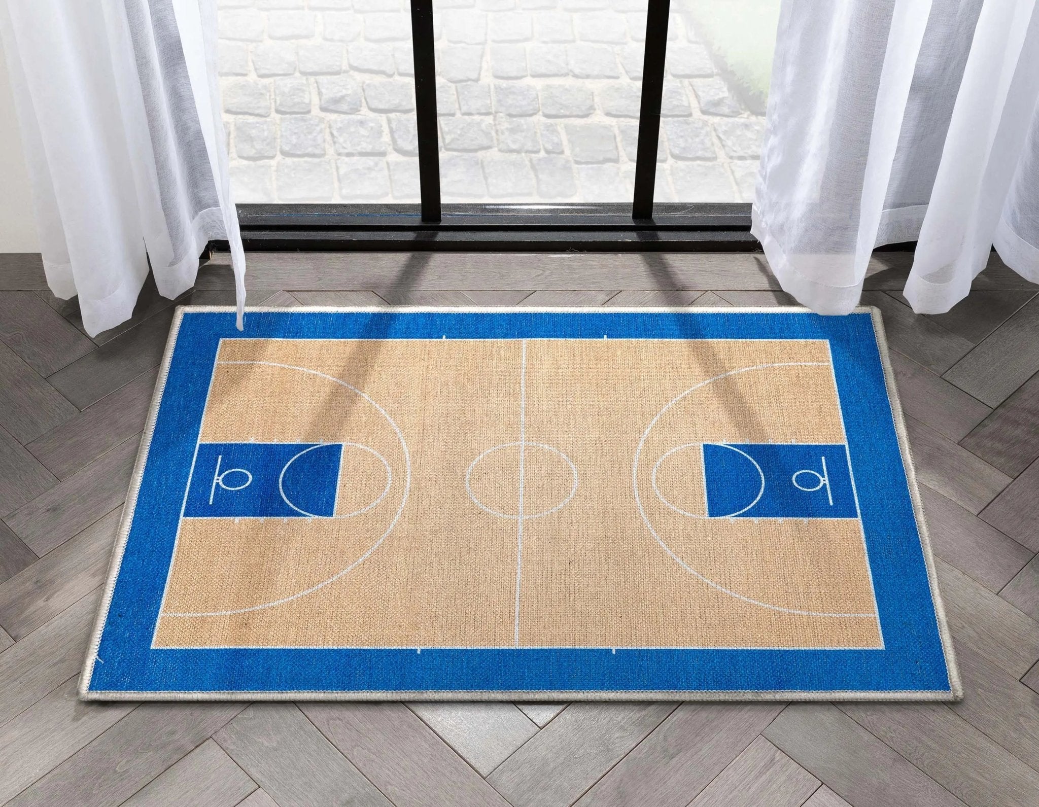 Apollo Basketball Tan Blue Flat-Weave Rug、mySite、gigharbornorthrealestate