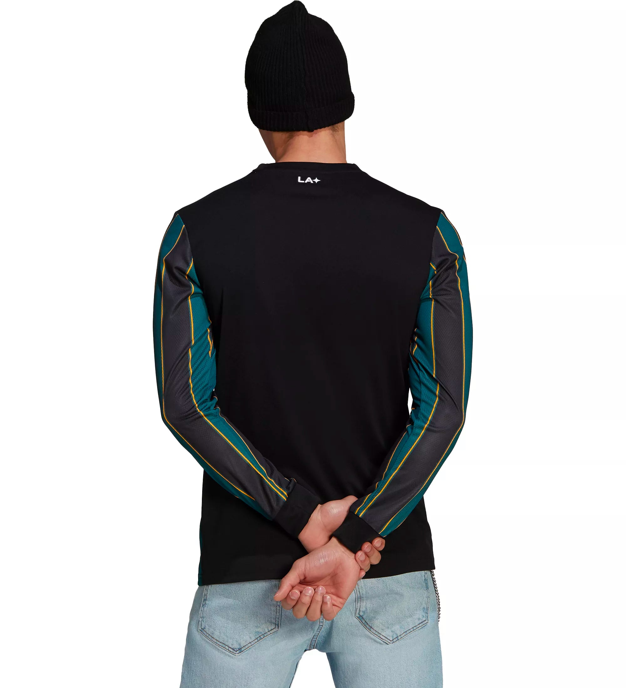 adidas Men's LA Galaxy 2021 Long Sleeve Away Jersey Black/Tech Green、mySite、noshort