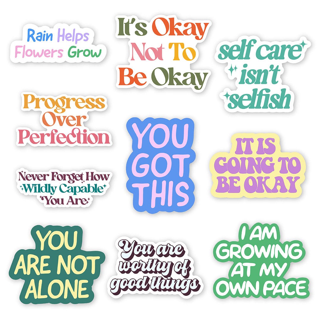  Mental Health Awareness Text Stickers 10 Pack、mySite、elrpsem3k