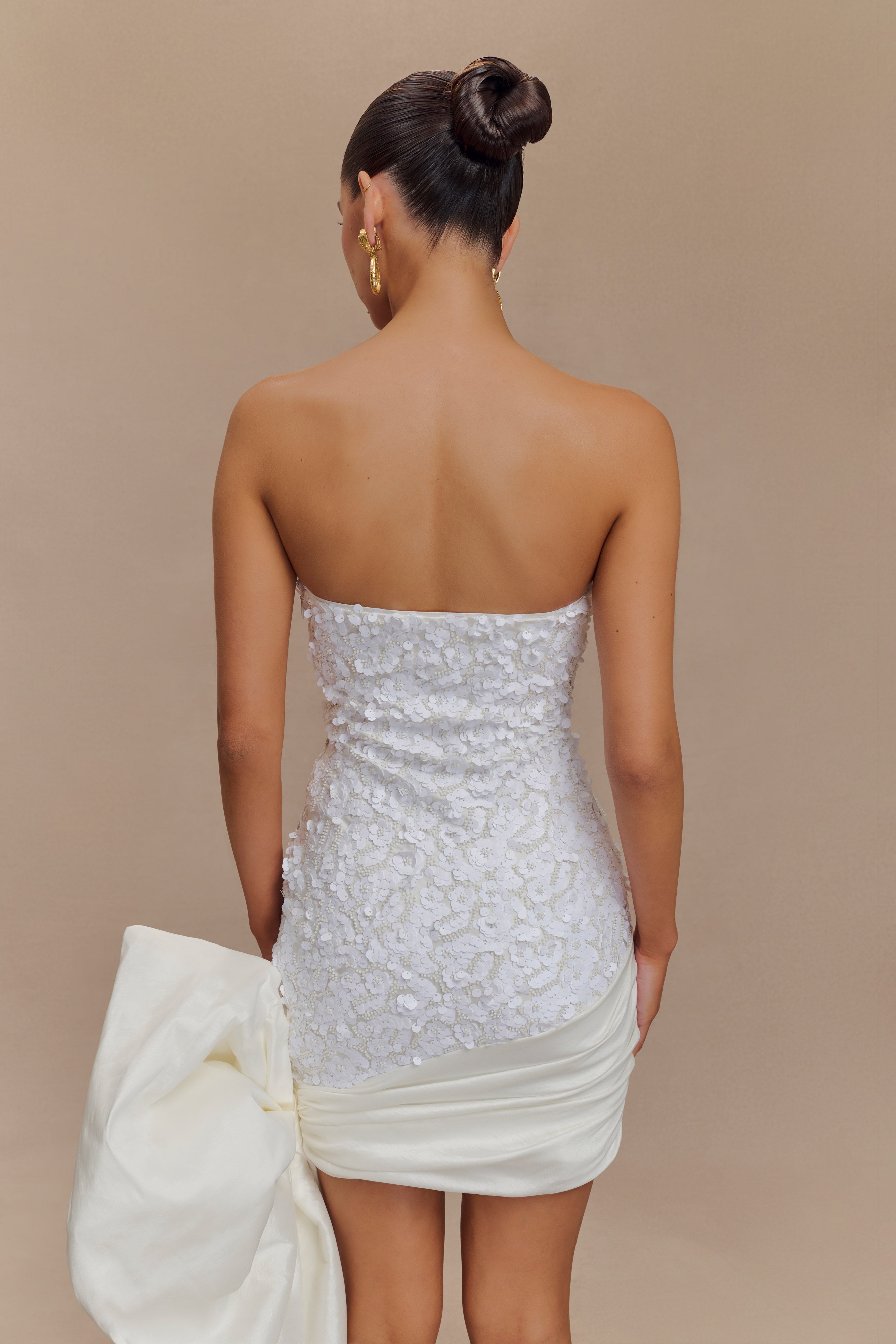 Franka Strapless Bow Mini Dress - White、mySite、solidvoid