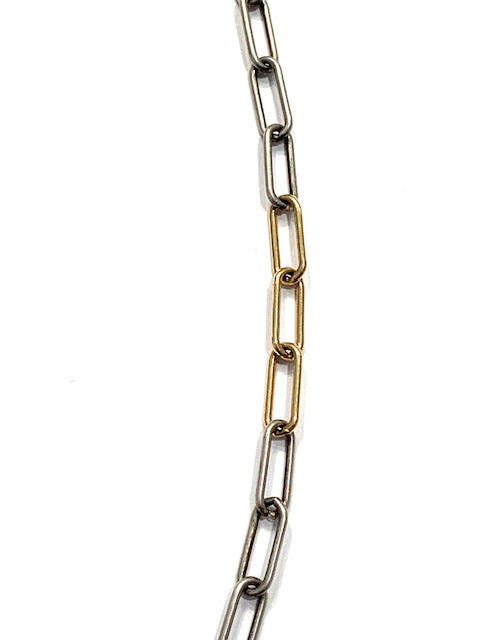 Erin Steele Jewelry Two Tone Rhodium & Gold Filled Link Necklace、mySite、noshort