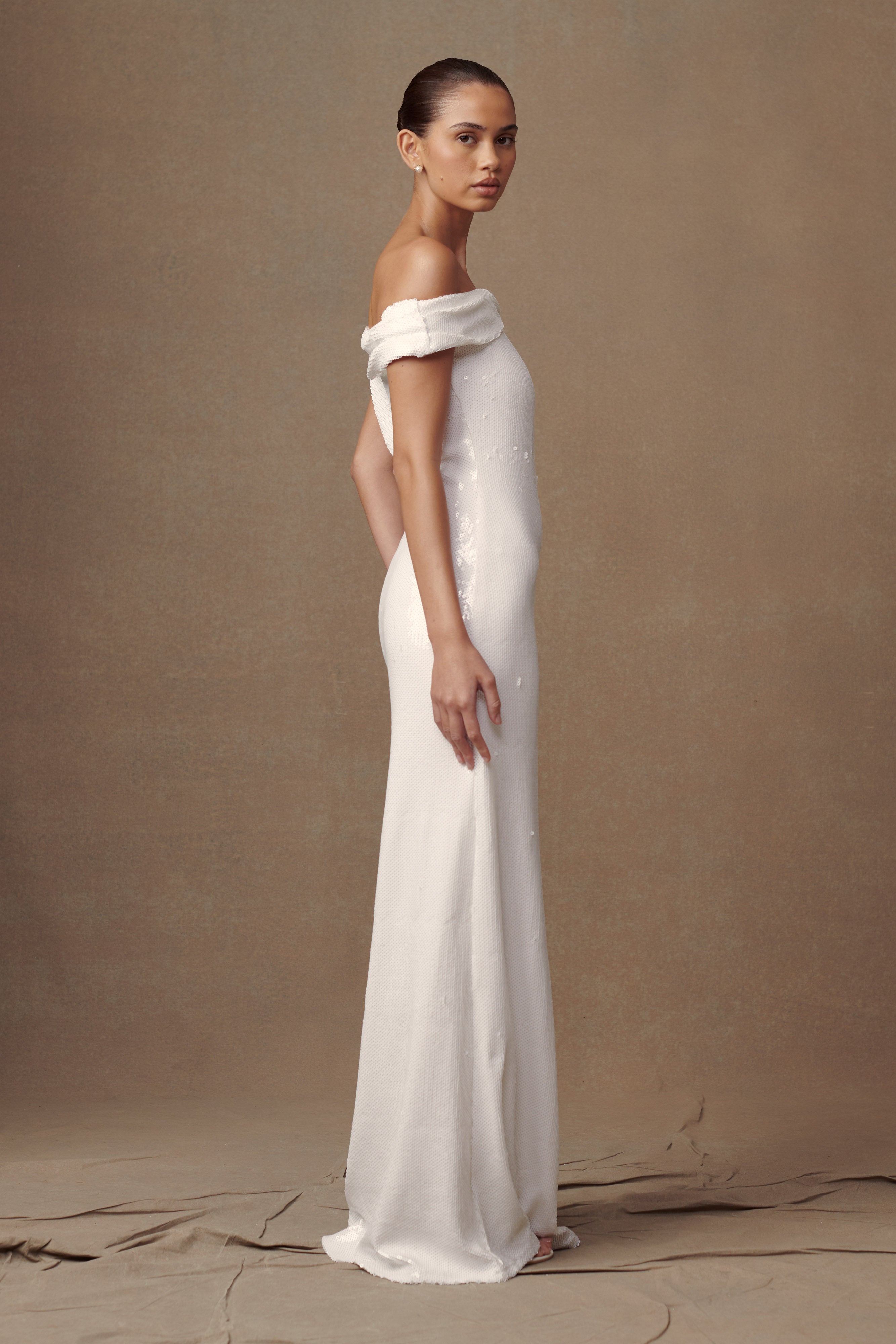 Catarina Sequin Maxi Dress - White、mySite、solidvoid