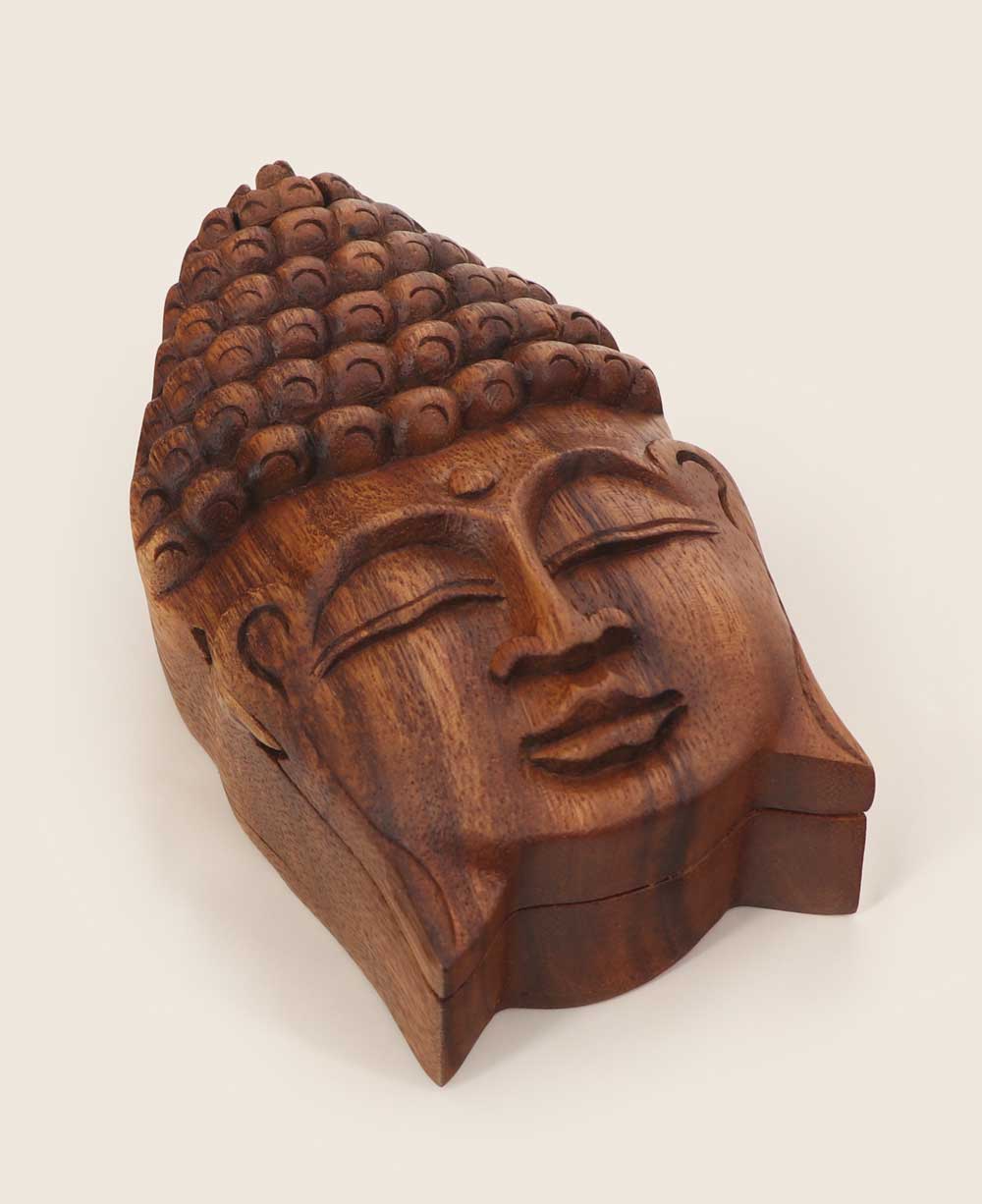 Hand-carved Wood Buddha Face Puzzle Keepsake Box、mySite、topwebapps