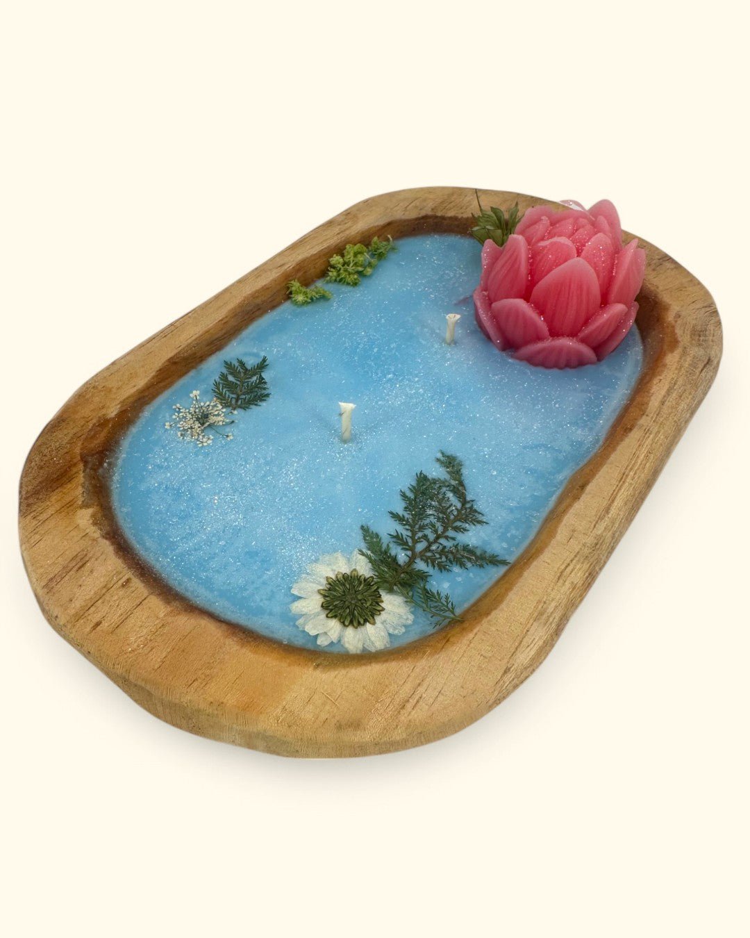 Lotus Bloom Dough Bowl Candle in Natural Wood、mySite、topwebapps