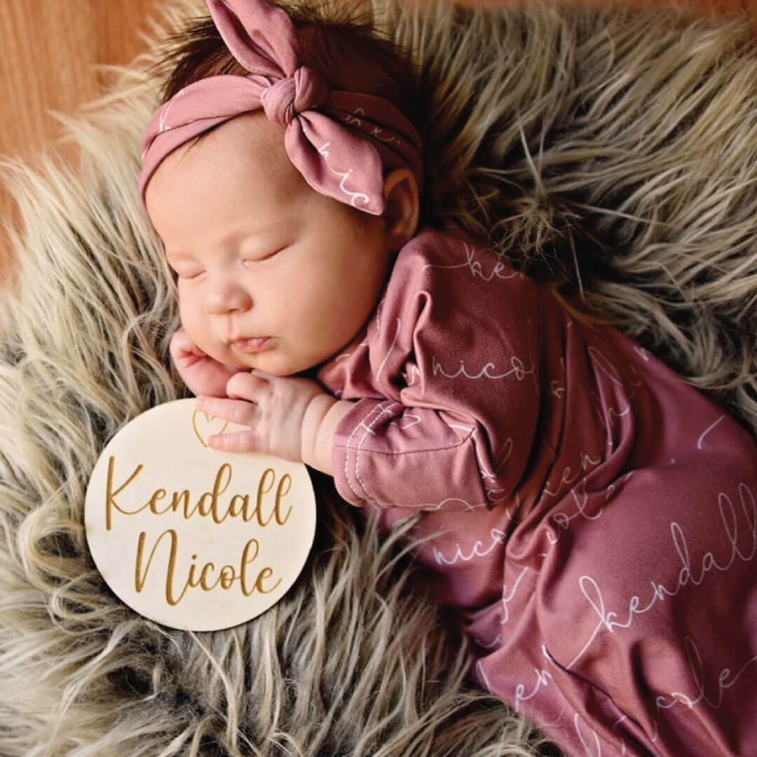  Solid Light Dusty Rose Personalized Newborn Baby Knot Gown、mySite、layawaytickets