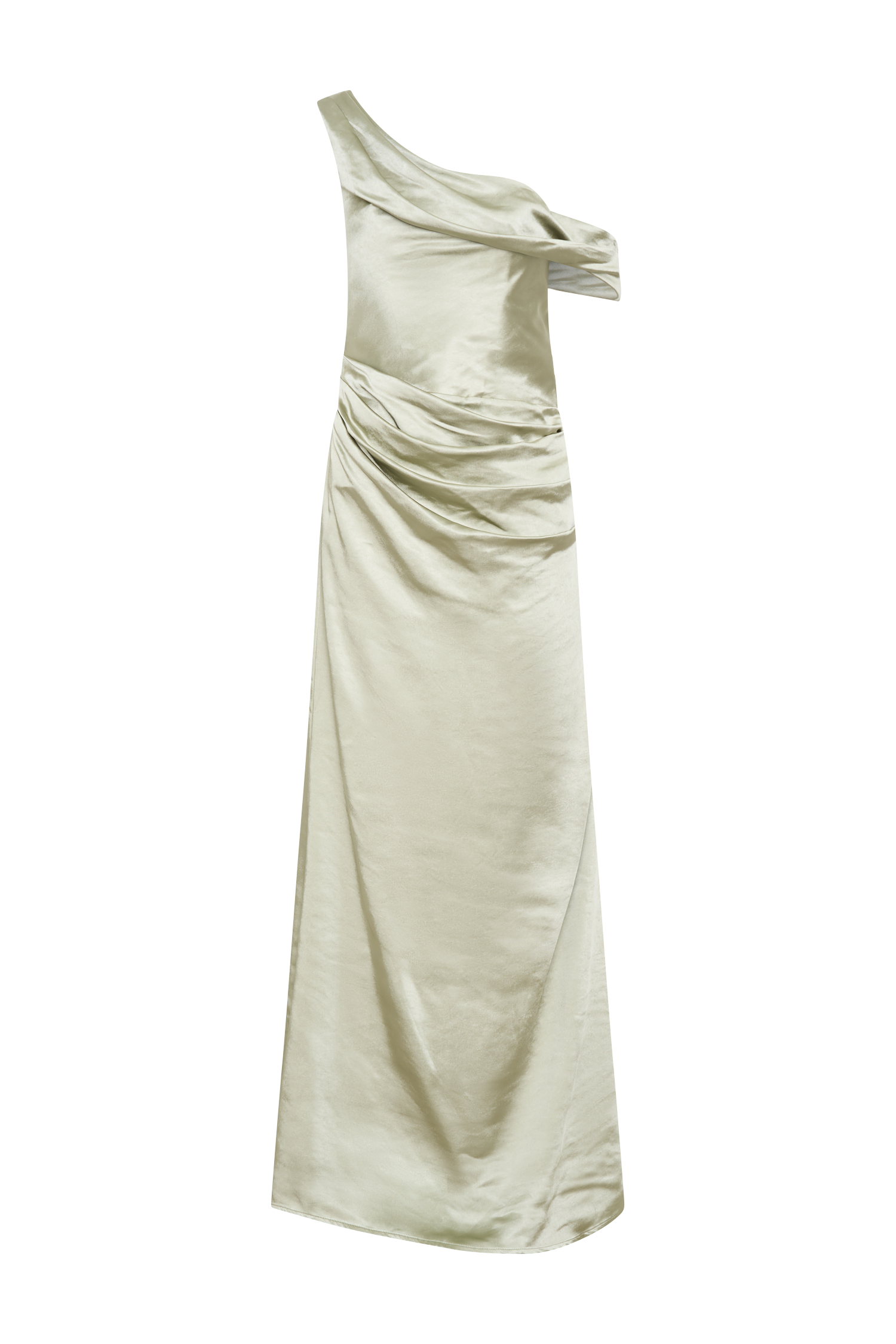 Dalia Off Shoulder Satin Maxi Dress - Sage、mySite、solidvoid