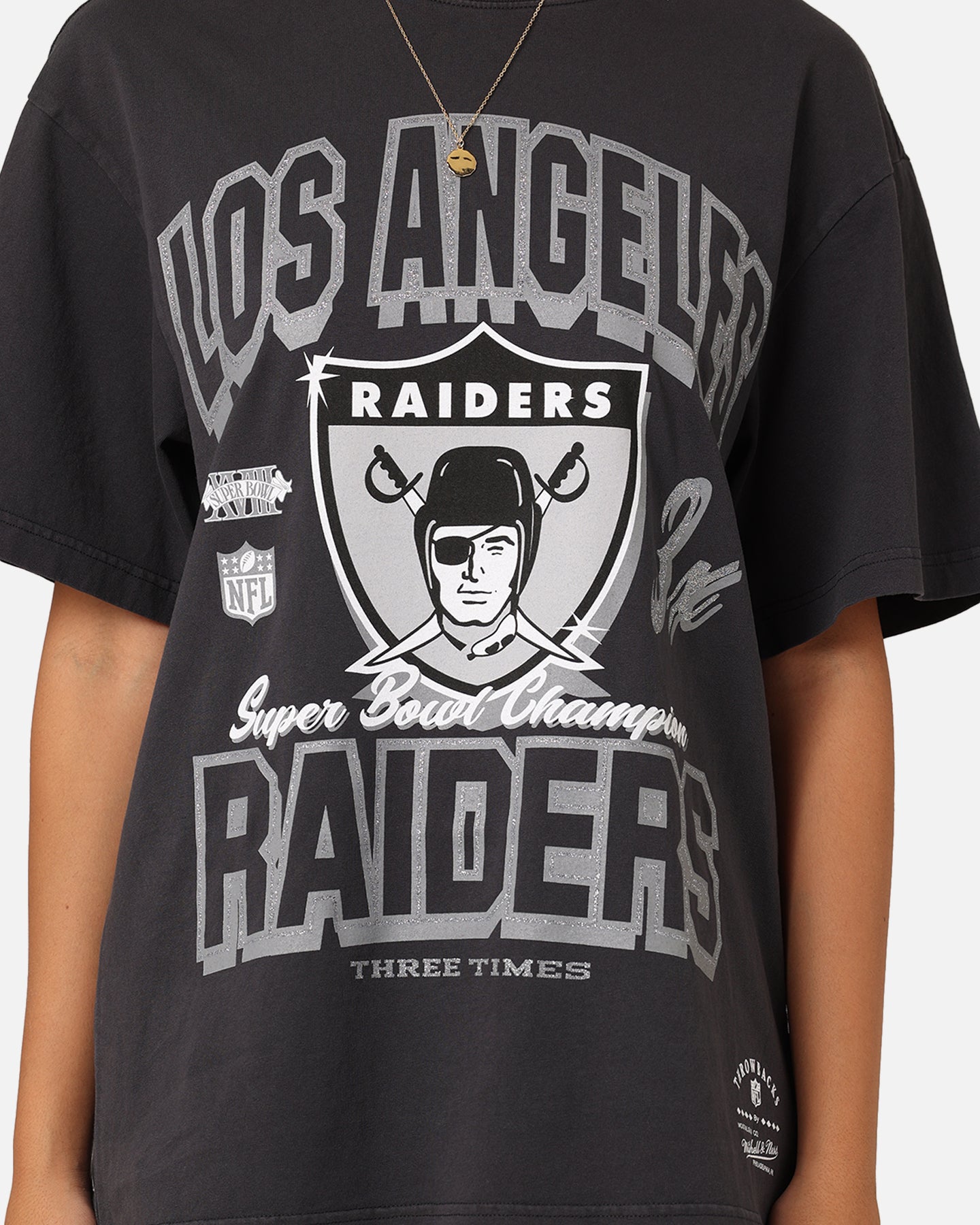 Mitchell & Ness Women's Las Vegas Raiders Arch Logo T-Shirt Faded Black、mySite、zt4zffjzw