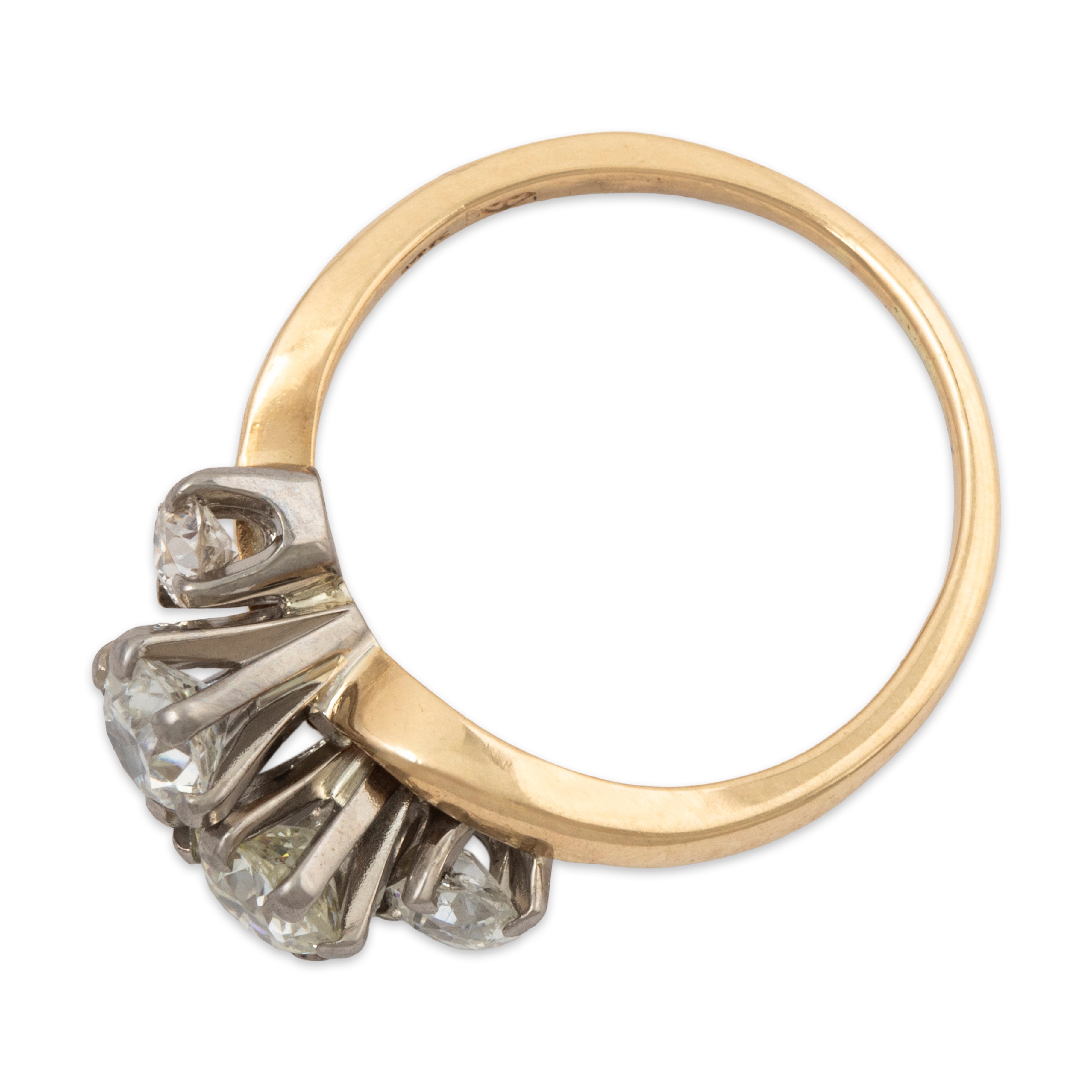 Vintage 14k Yellow Gold .95cttw Old Mine Diamond Dazzling Bypass Ring 4.75、mySite、hinf8tx79