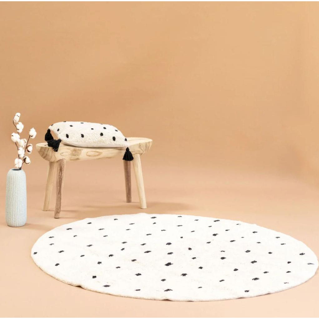 Cotton Berber Going Dotty Black Round Washable Area Rug、mySite、gigharbornorthrealestate