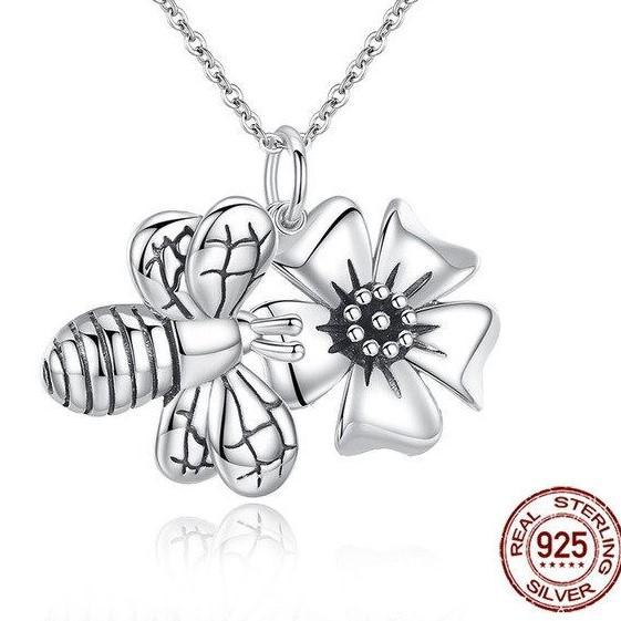 Honey Bee Necklace and Earrings SET-Cutest Little Bees! Sterling Silver、mySite、g9winljtr