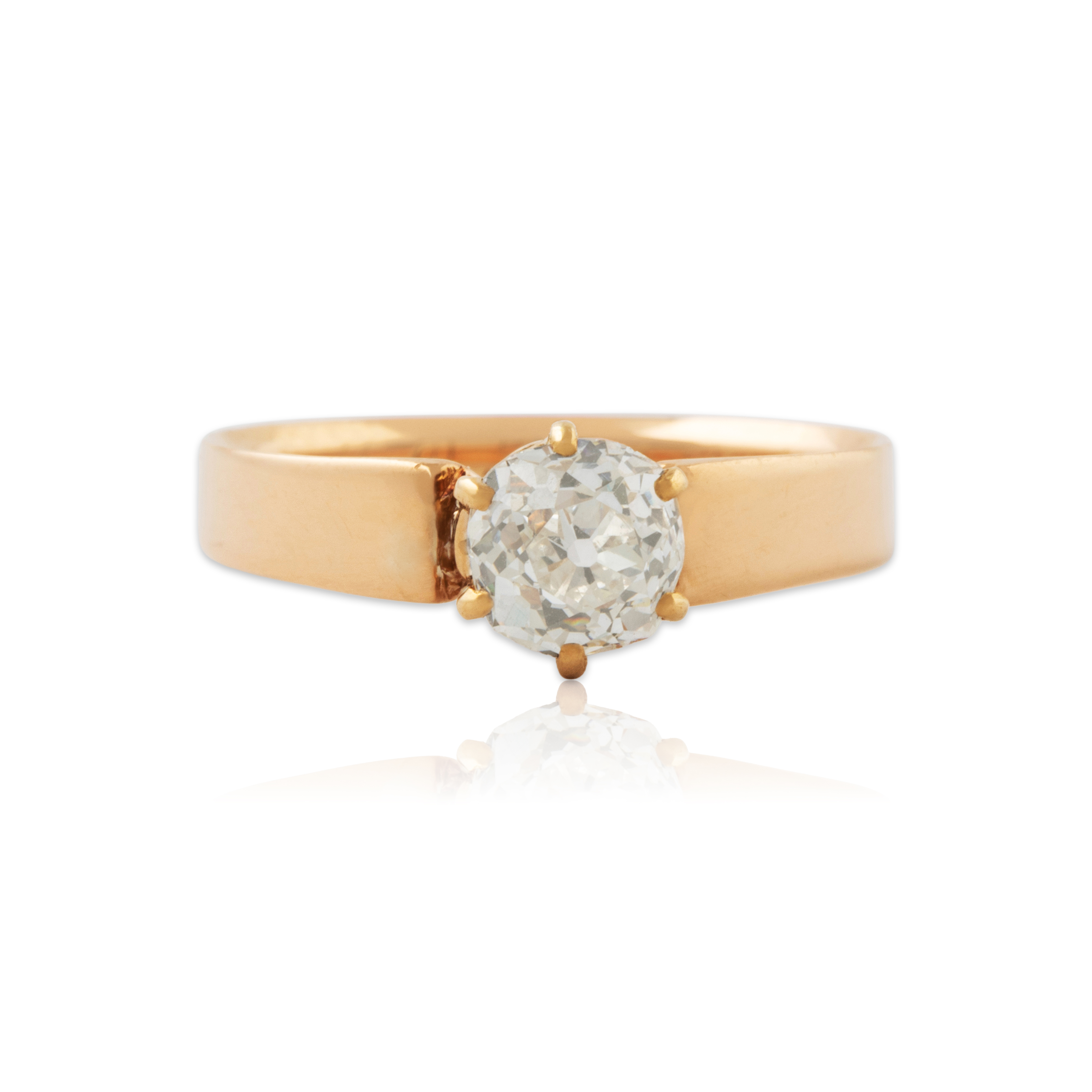 Antique Edwardian 18k Rosy Yellow Gold .97ct Old Mine Diamond Lovely Ring 6.50、mySite、hinf8tx79