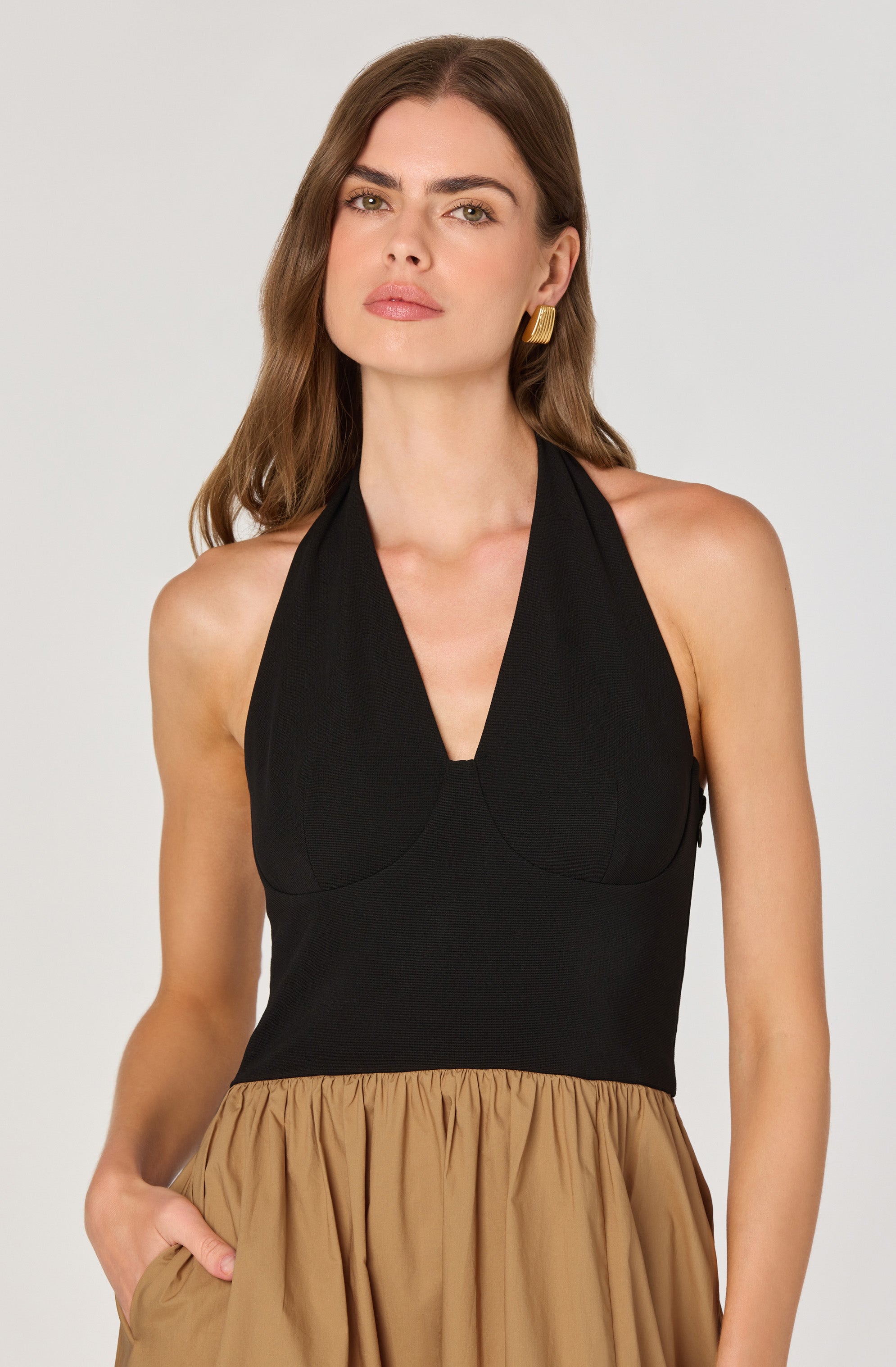 Mixed Media Halter Midi Dress、mySite、solidvoid