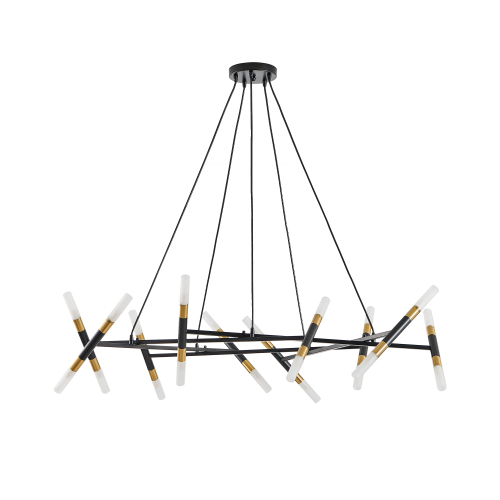 41" Golden Modern Chandelier Light Fixture, Branch Design with Frosted Tubes, Black Cords, Adjustable Height Pendant Light for Dining Room, Living Room, or Kitchen Island (Bulb Not Included)、、eastwooduniform