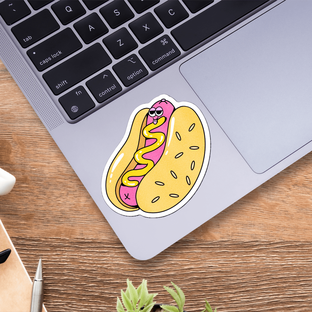  Cute Hot Dog With Mustard Sticker、mySite、elrpsem3k