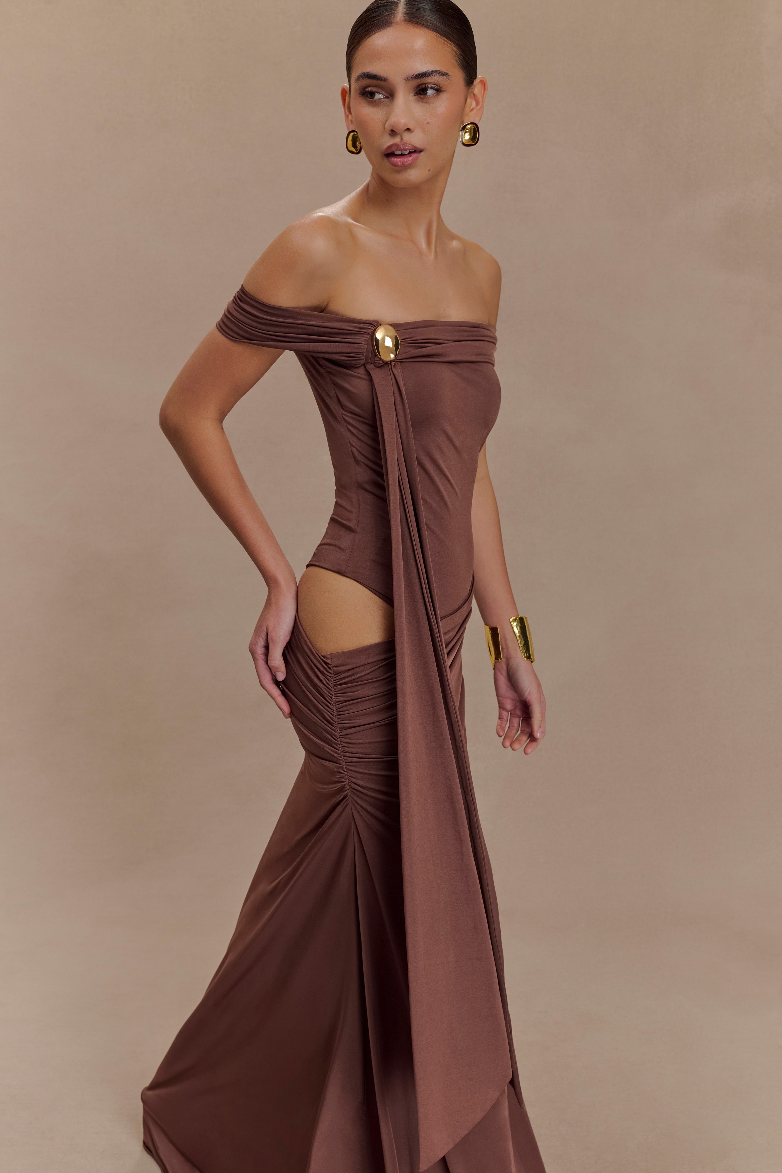 Oliver Slinky Maxi Dress - Chocolate、mySite、solidvoid
