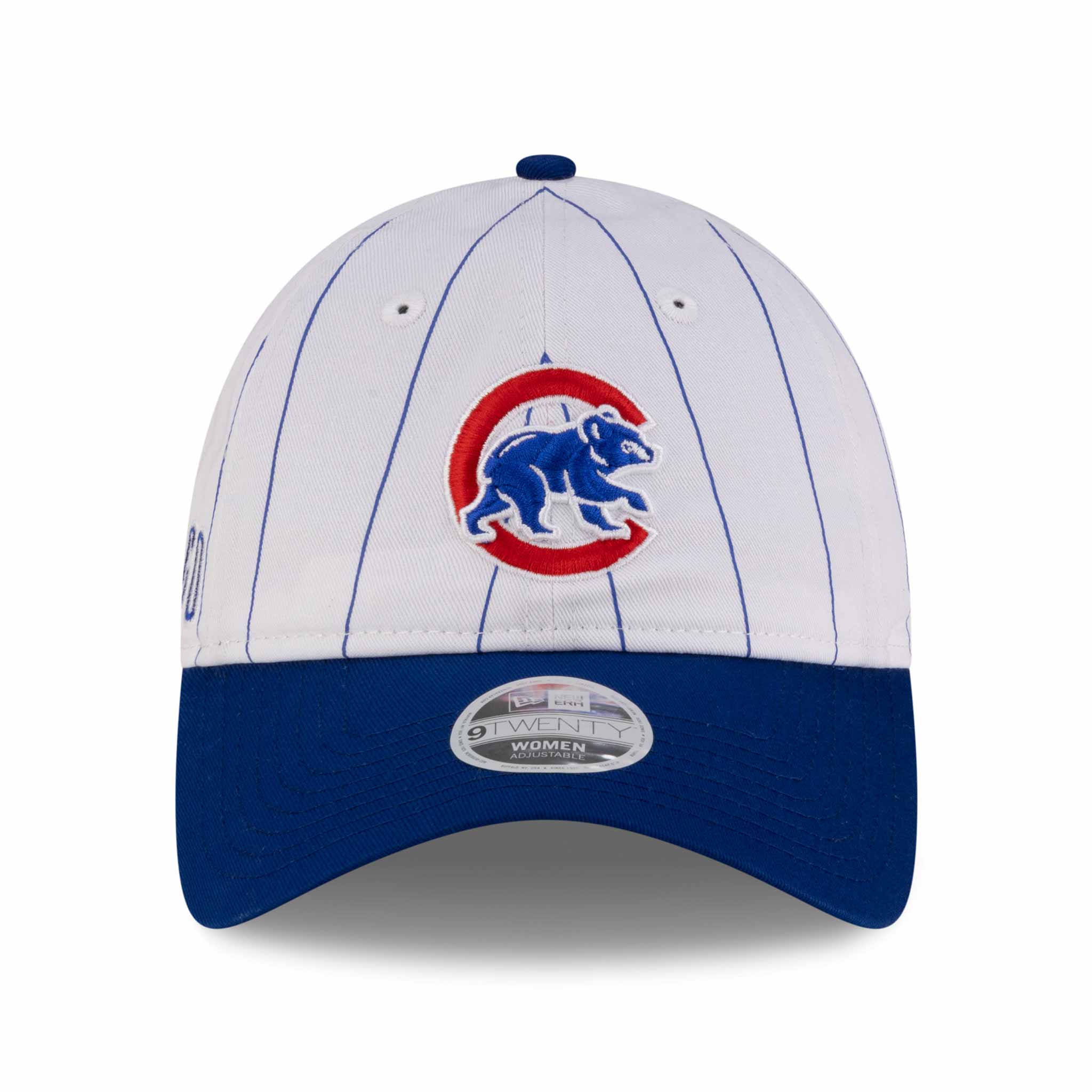 Chicago Cubs New Era 9FORTY Women's White Pinstripe Walking Bear Adjustable Cap、mySite、vikingsvslions