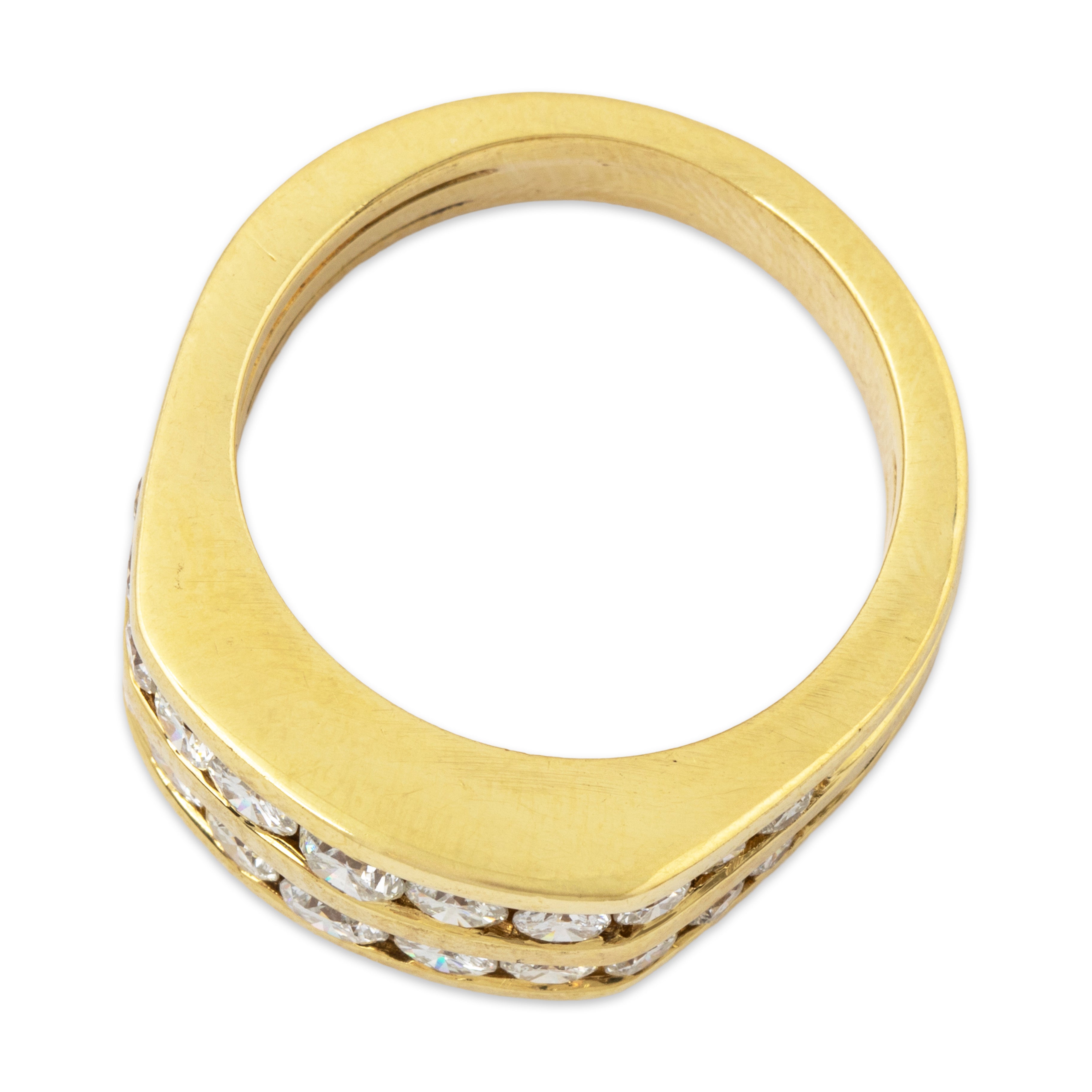 Vintage 18k Yellow Gold 1.07cttw Diamond 2 Row Signet Style Ring 6.75、mySite、hinf8tx79