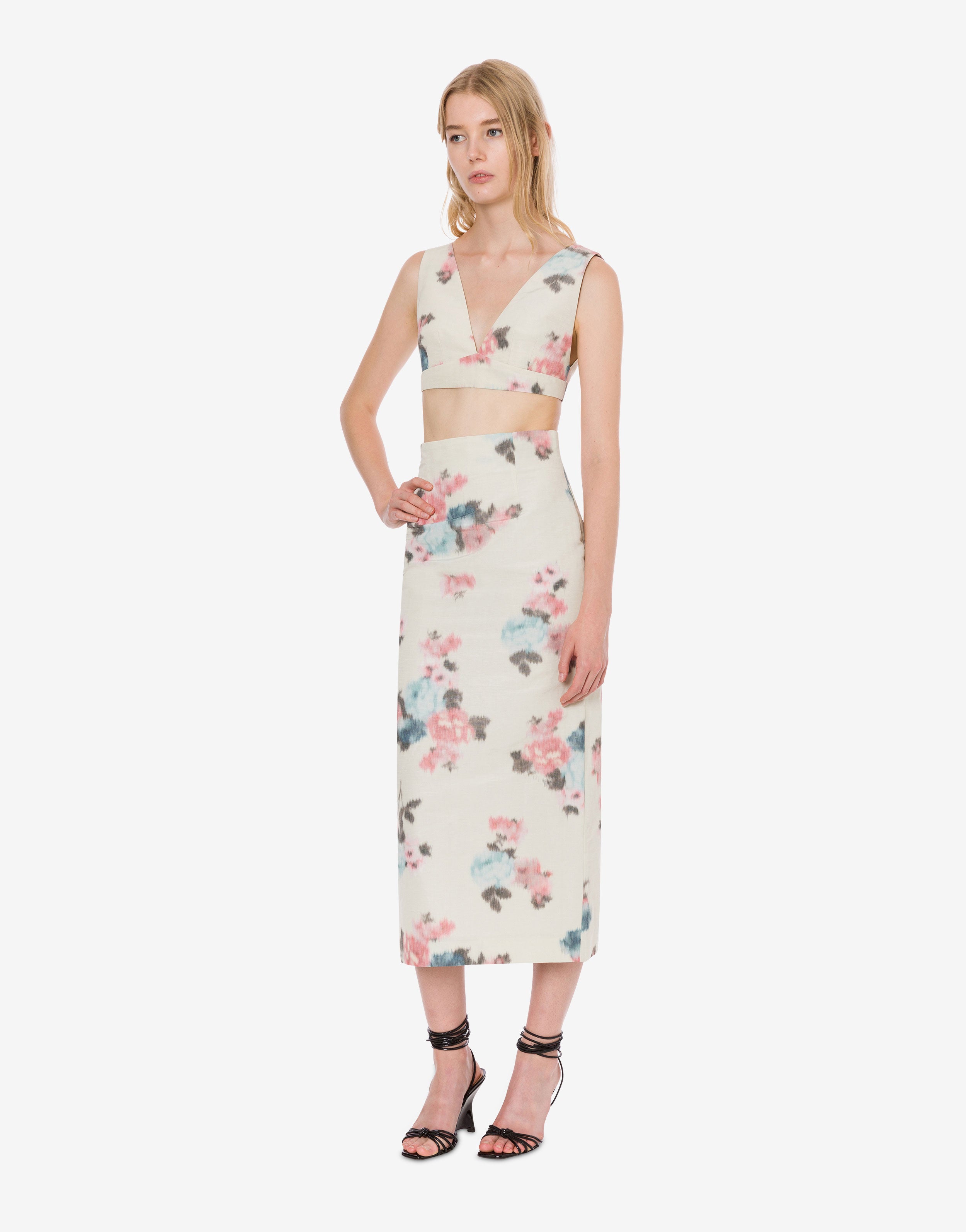 Gonna tubino in taffetà floreale、mySite、aoinhome