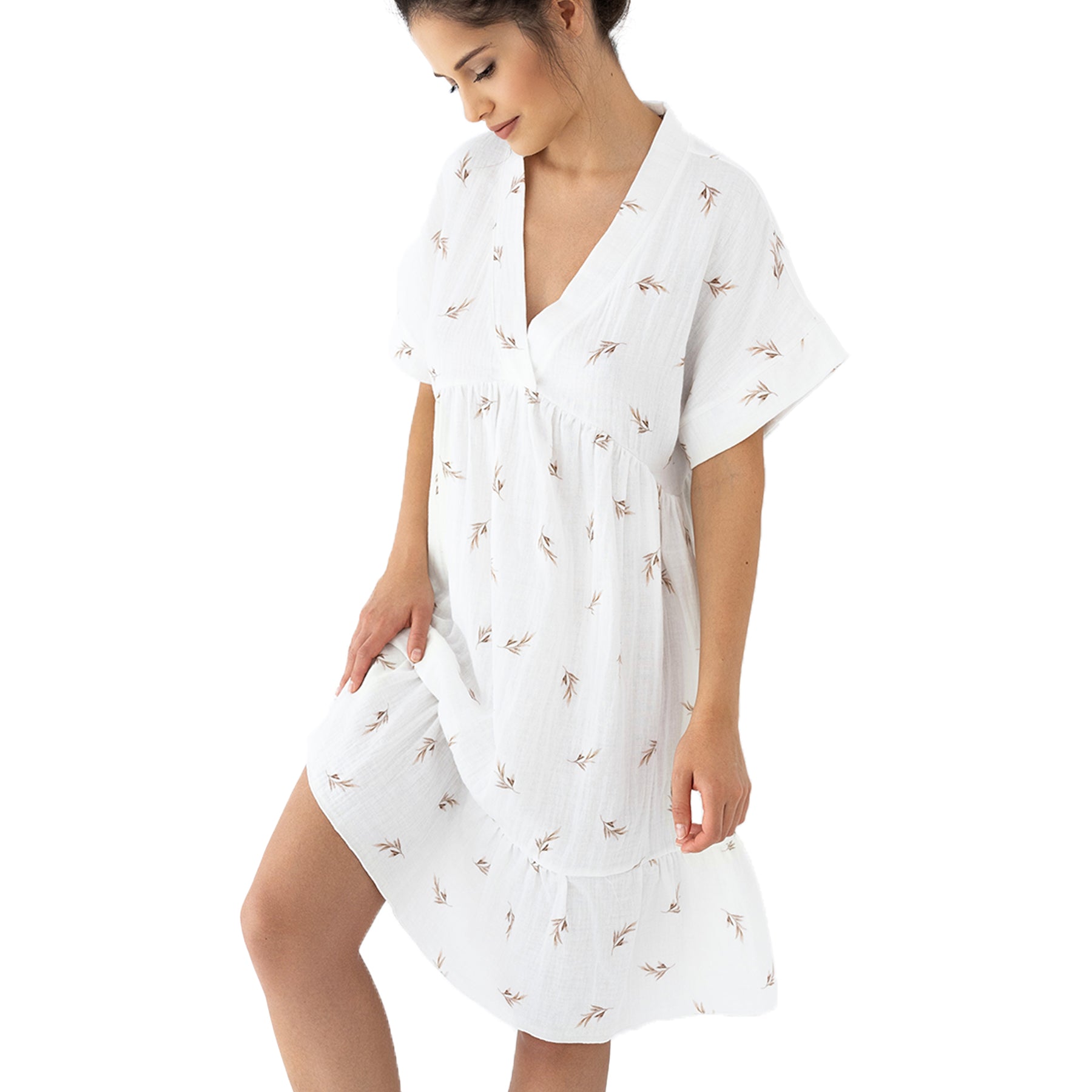  Sensis Nastia Muslin SS VNeck Tiered Chemise、mySite、justintrudeaud