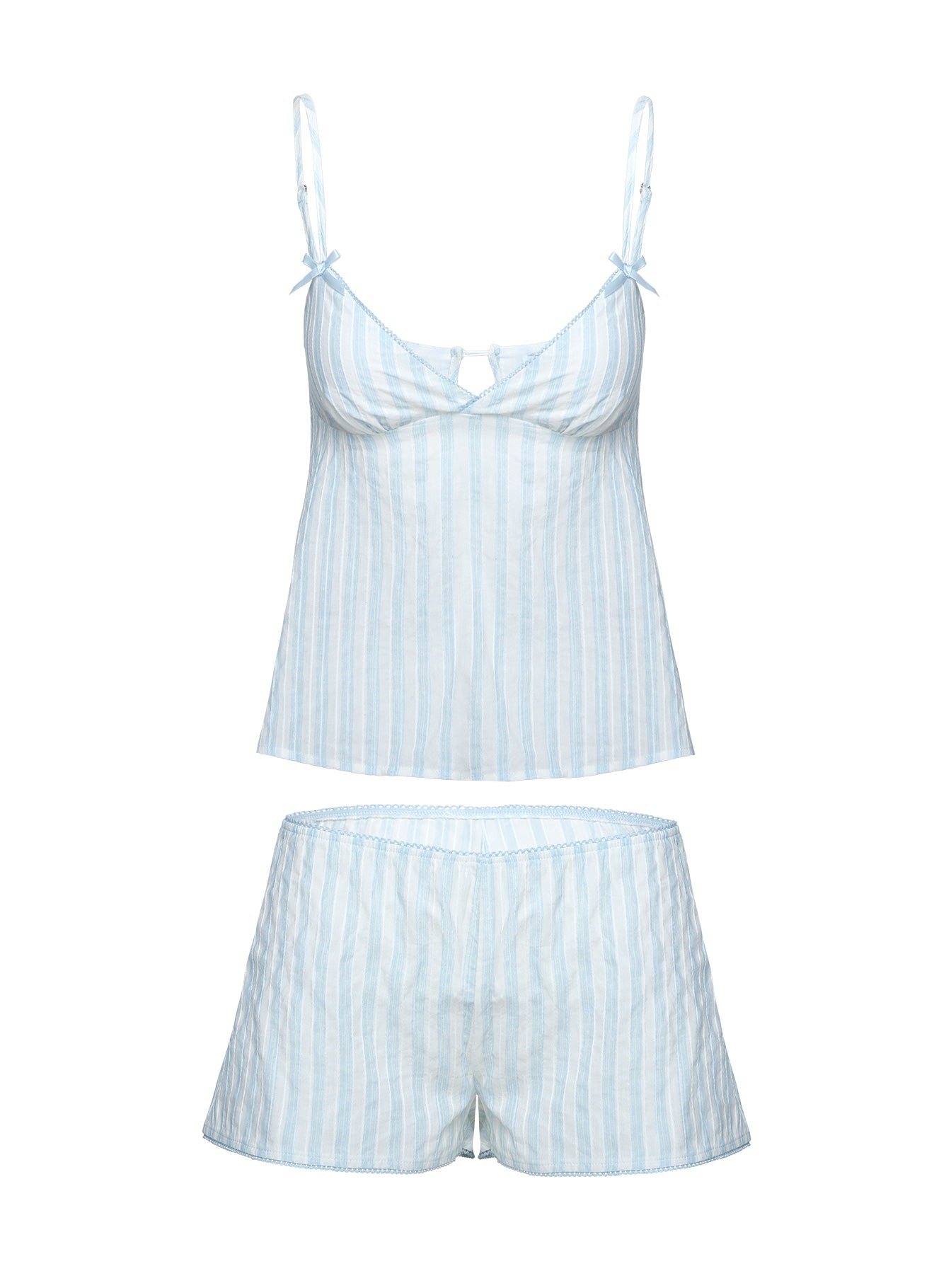 Tenderness Lace Sleep Set Blue / White Stripe、mySite、solidvoid