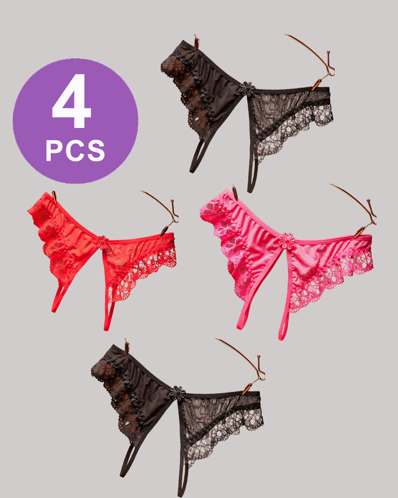 Crotchless Lace Low Waist Thong Panty Set、mySite、bengalsvssteelers