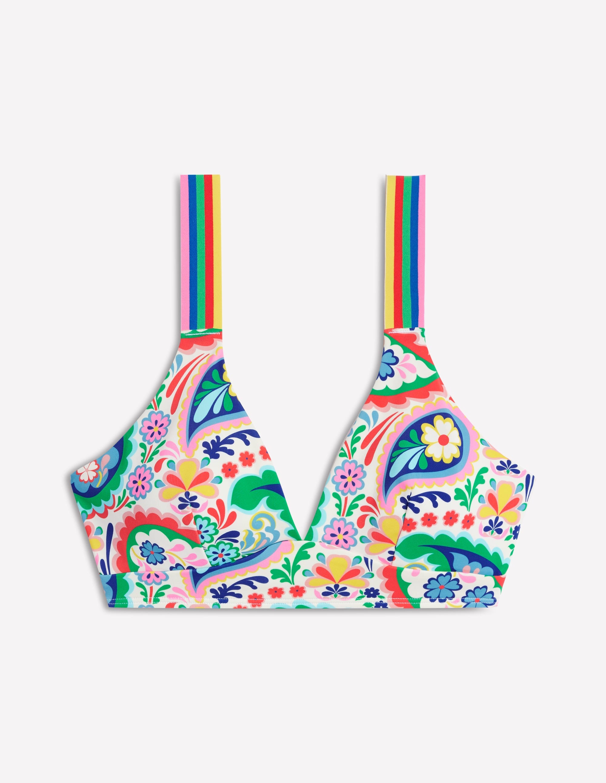  Stripe Trim Bikini Top-Multi, Meadow Paisley、mySite、ashleygrahame