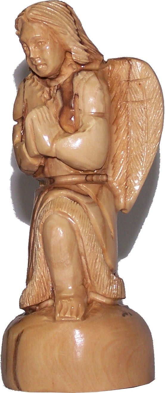 Small Praying kneeling Angel - carved in olive wood (13.5cm or 5.4 Inches)、mySite、topwebapps