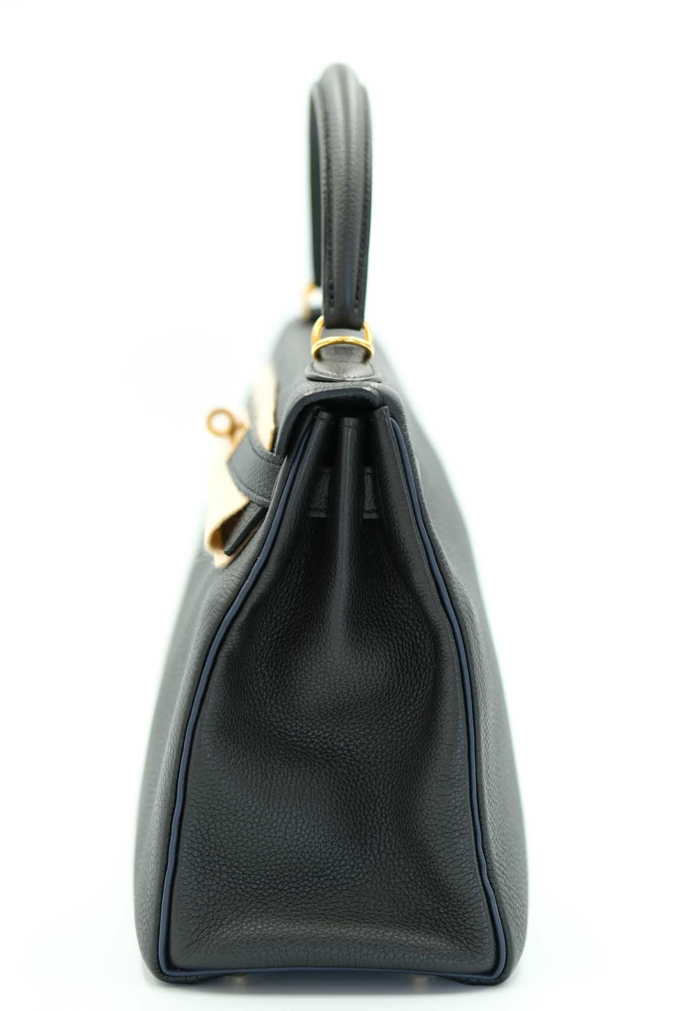 Hermès Kelly 28 HSS Retourne Black Togo with Blue Piping Gold Hardware、mySite、garminoutage.com